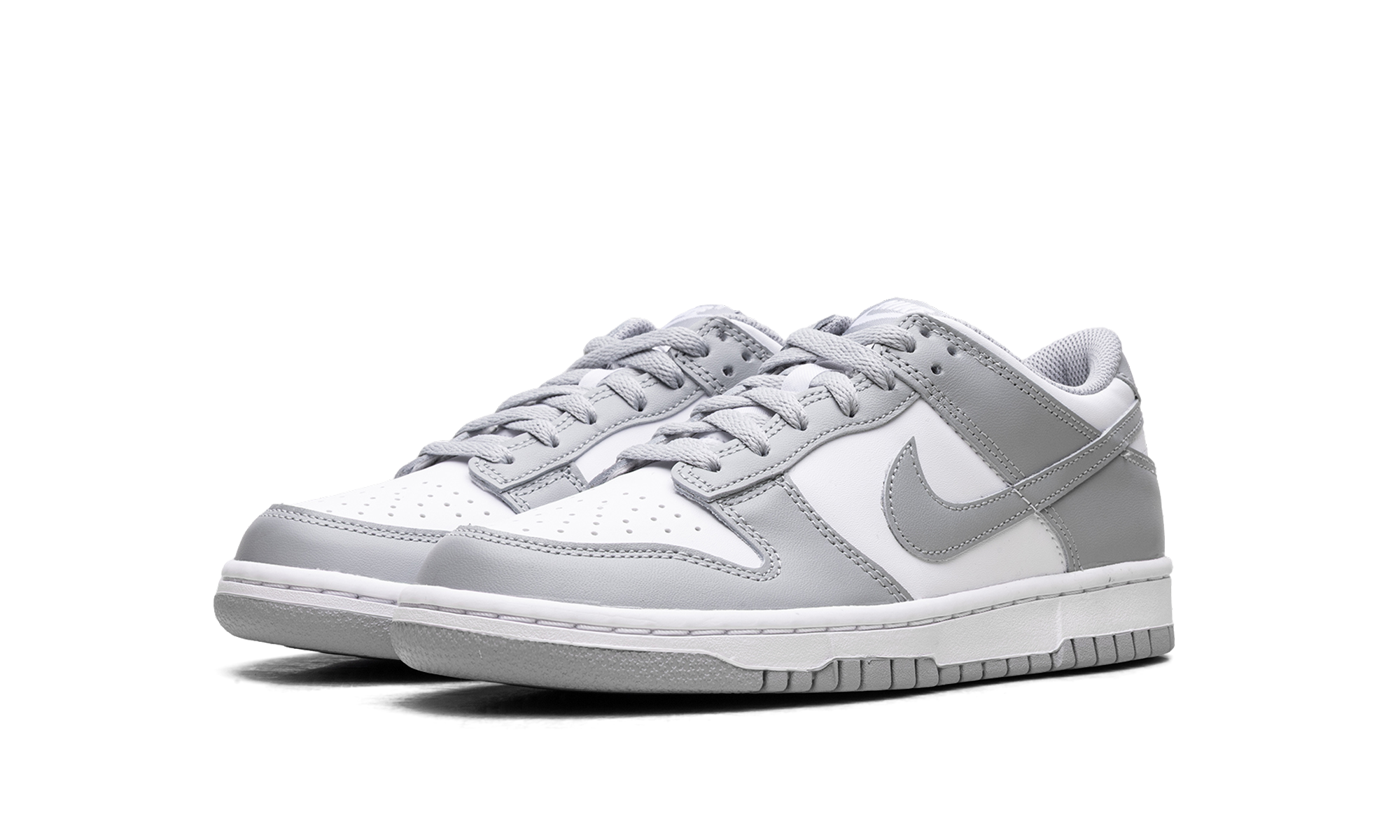 nike dunk low white light smoke grey gs+FB9109-123+diagnol left view