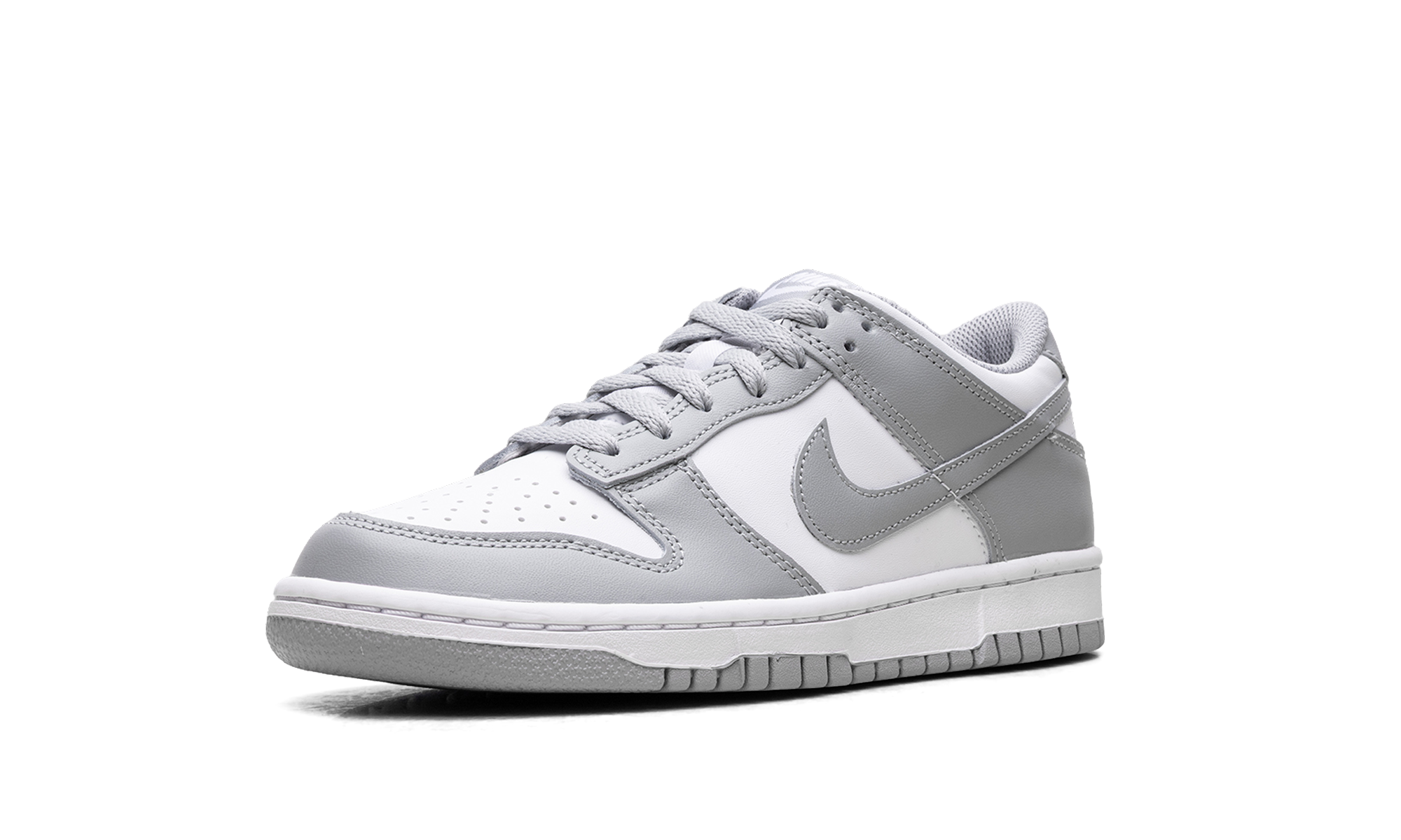 nike dunk low white light smoke grey gs+FB9109-123+left diagnol single view