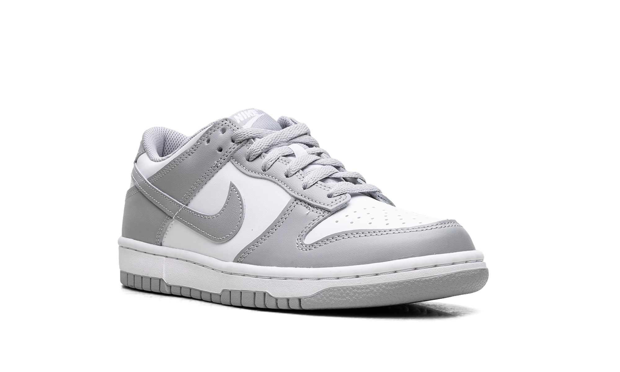 nike dunk low white light smoke grey gs+FB9109-123+diagnol right view