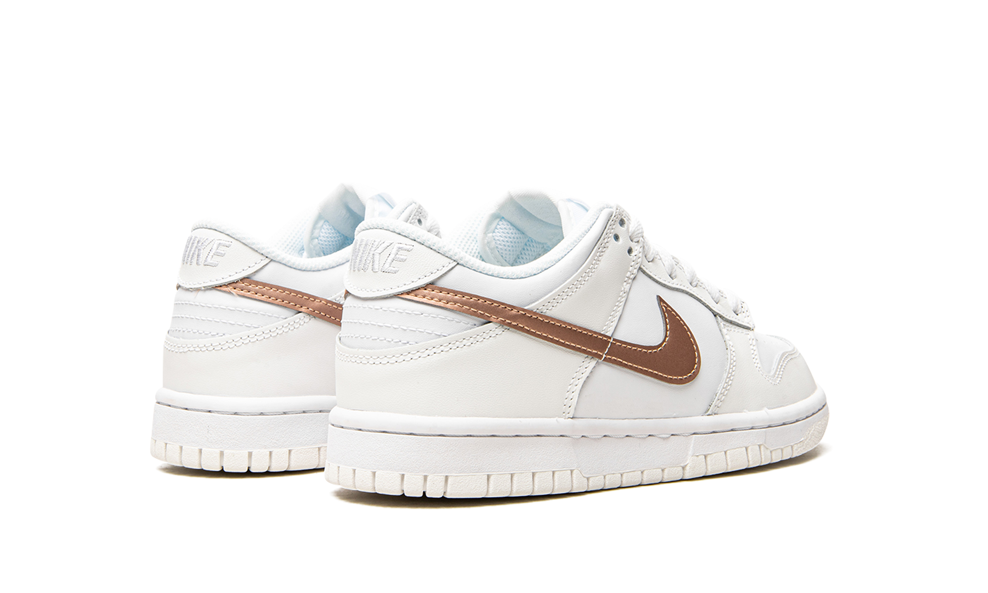 nike dunk low white pink gs+DH9765-100+diagnol right behind view