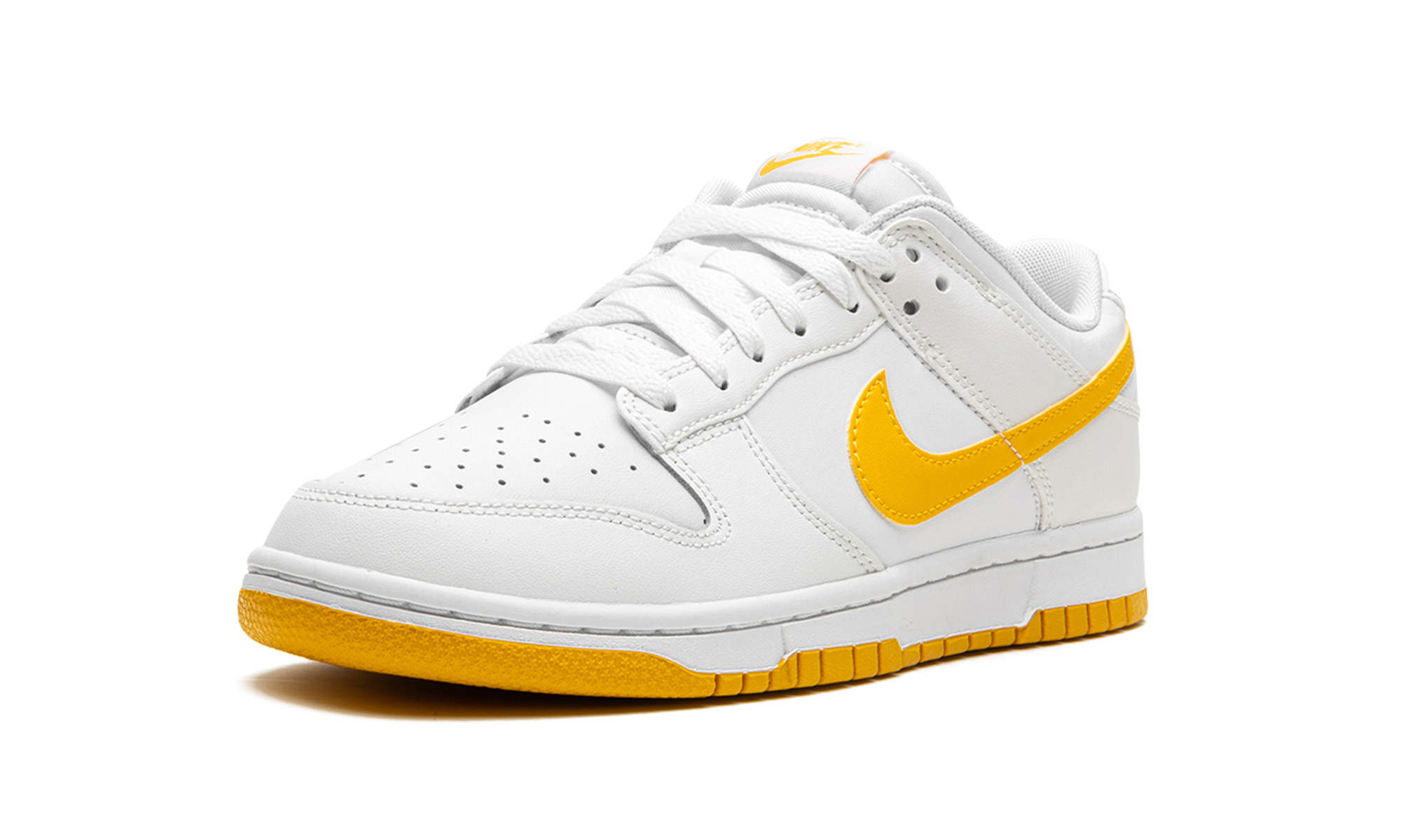 nike dunk low white university gold+DV0831-110+left diagnol single view
