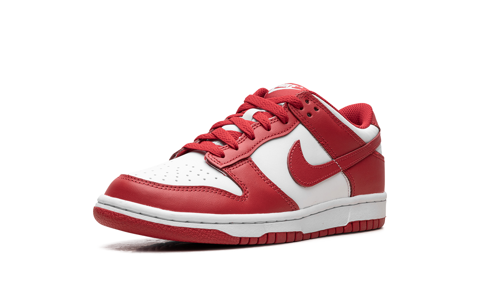 nike dunk low white university red gs+FB9109-119+left diagnol single view