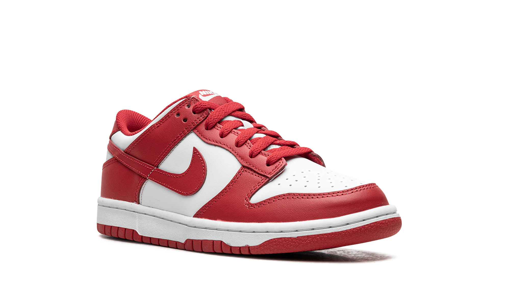nike dunk low white university red gs+FB9109-119+diagnol right view