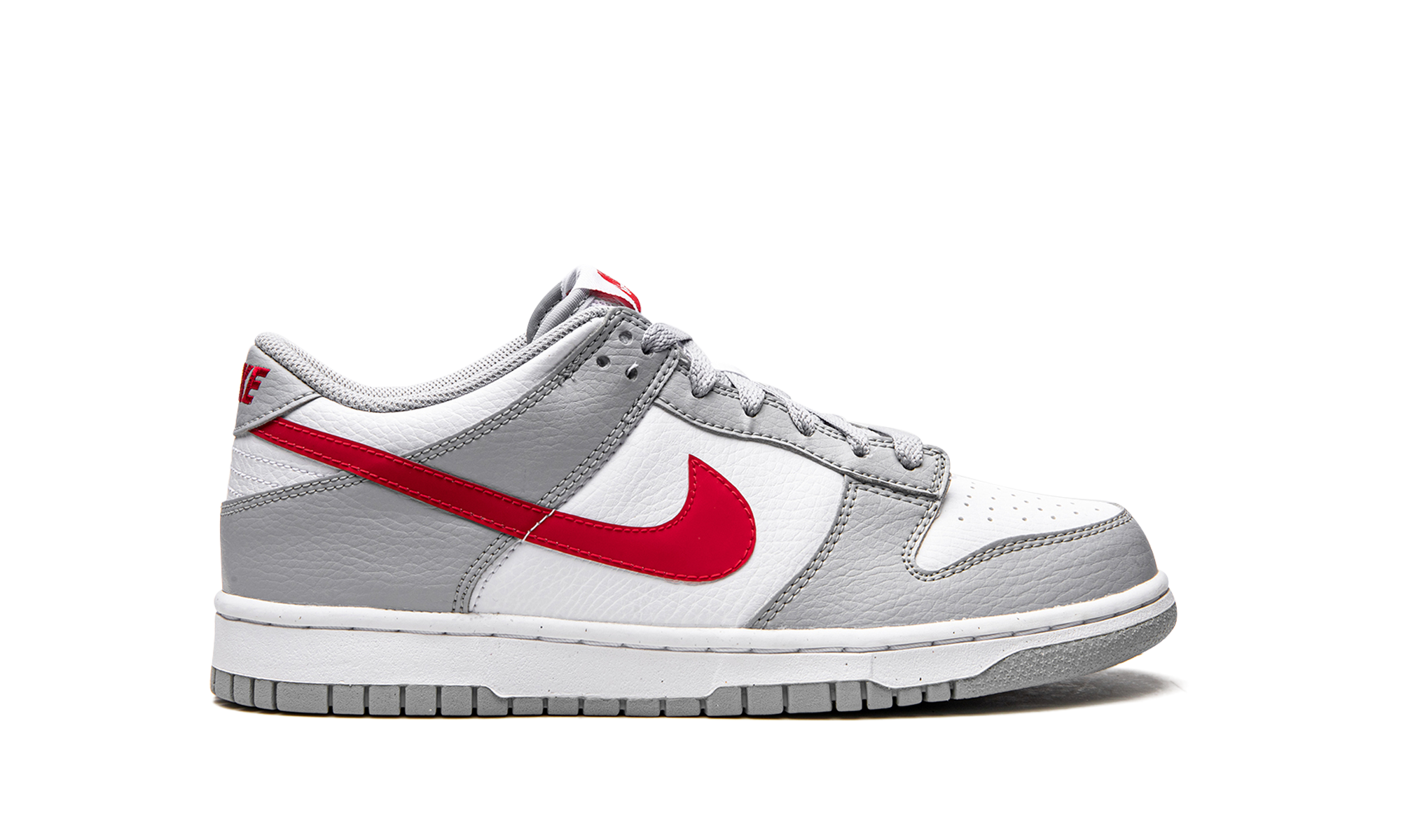 nike dunk low white wolf grey university red gs+DV7149-001+right view