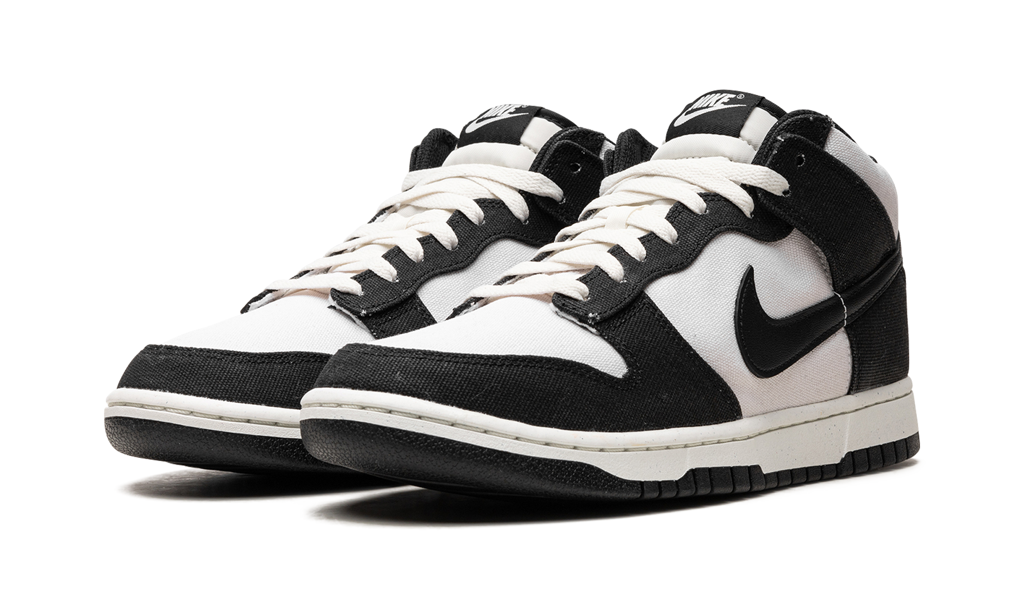 nike dunk mid canvas panda+DV0830-102+diagnol left view