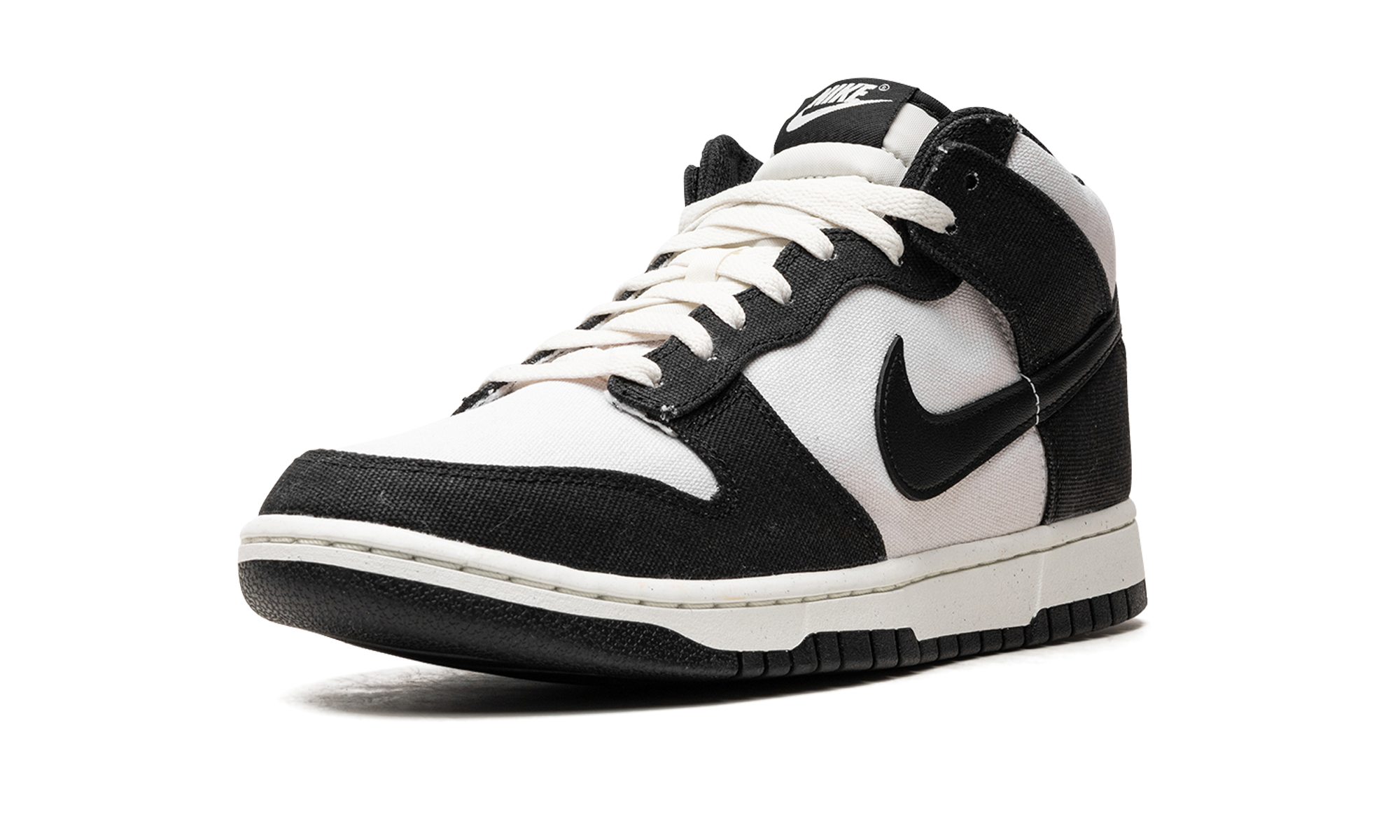 nike dunk mid canvas panda+DV0830-102+left diagnol single view