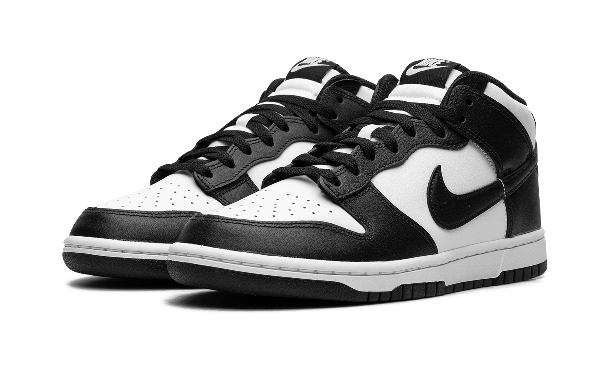 nike dunk mid leather panda+FQ8784-100+diagnol left view