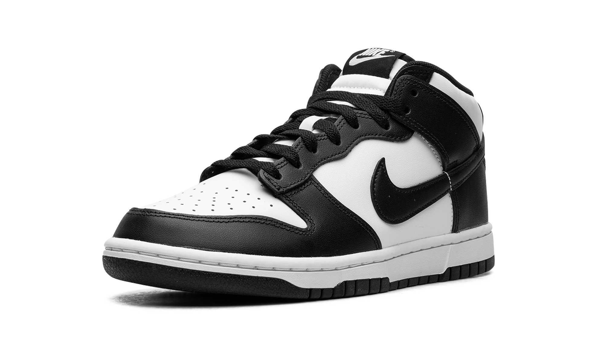 nike dunk mid leather panda+FQ8784-100+left diagnol single view