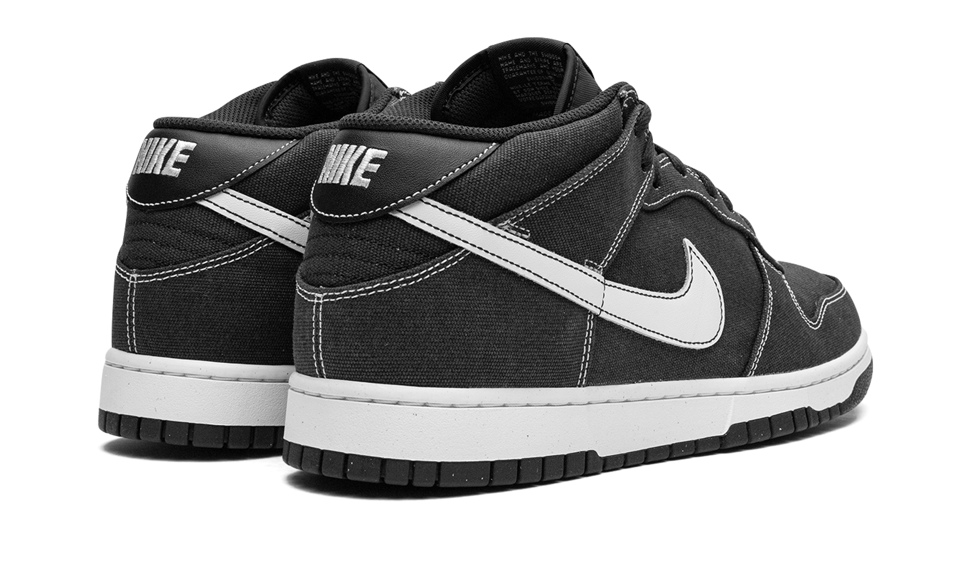 nike dunk mid off noir white+DV0830-001+diagnol right behind view