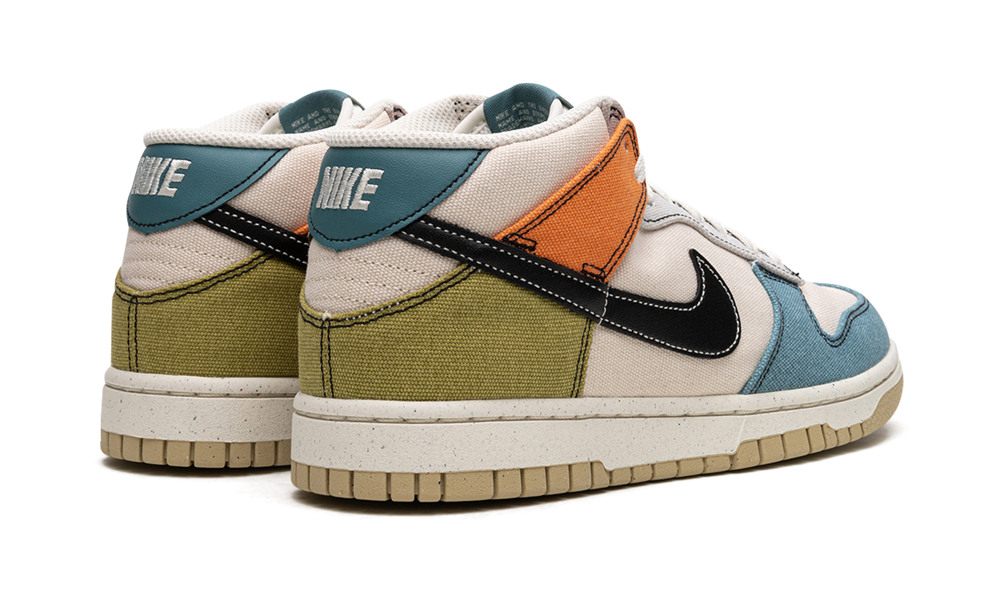 nike dunk mid pale ivory multi+DV0830-100+diagnol right behind view