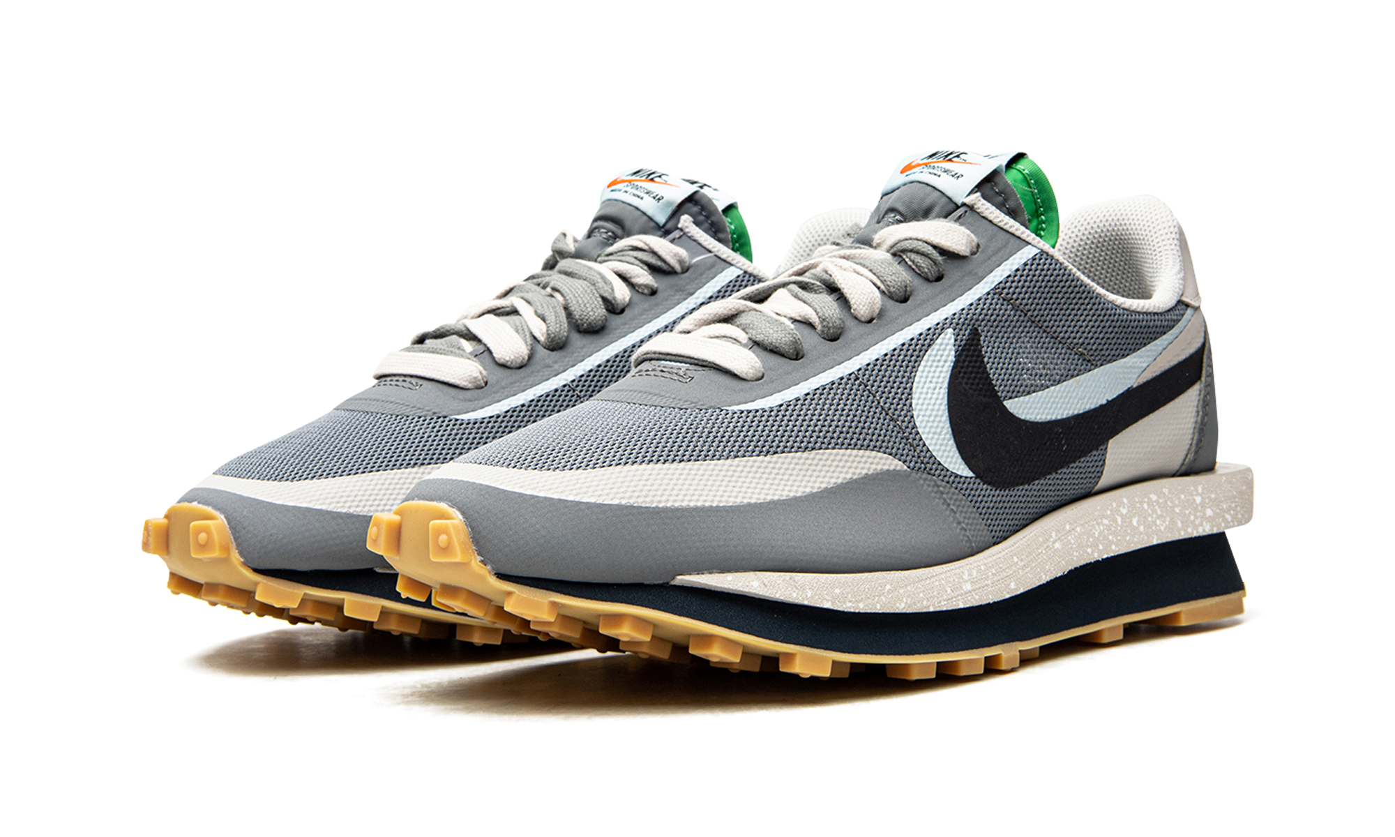 nike ld waffle sacai clot kiss of death 2 cool grey+DH3114-001+diagnol left view