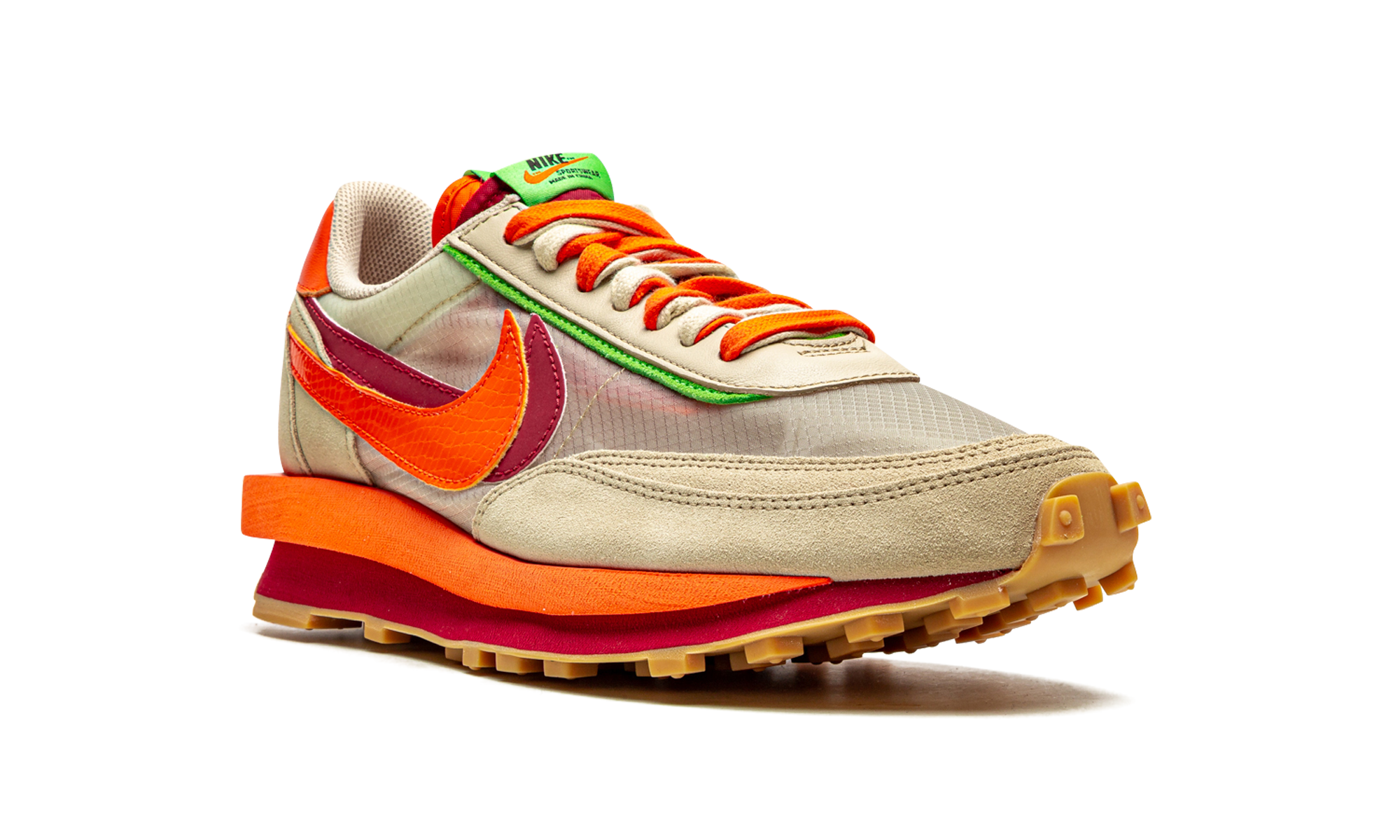 nike ld waffle sacai clot kiss of death net orange blaze+DH1347-100+diagnol right view