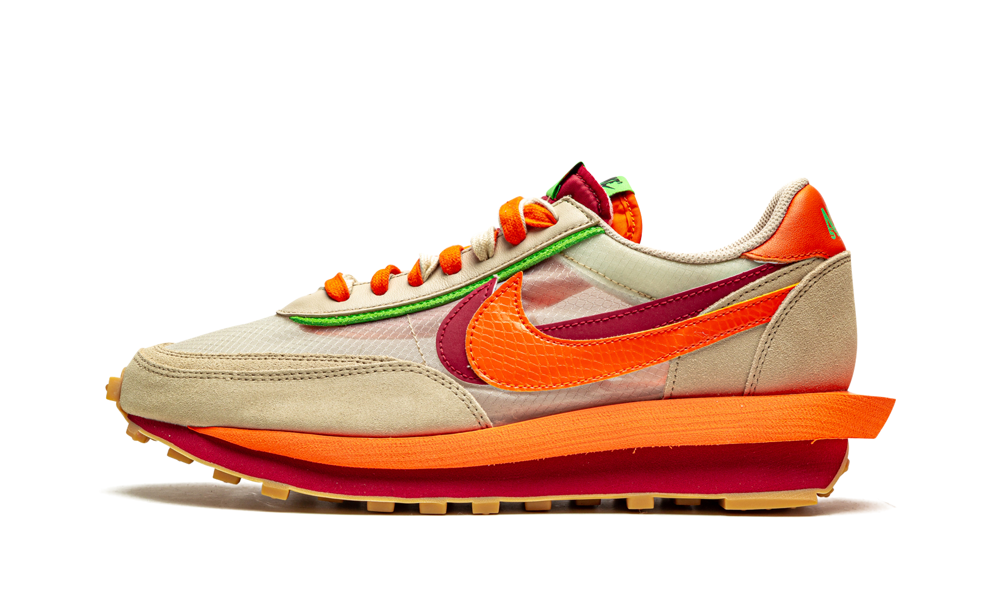 nike ld waffle sacai clot kiss of death net orange blaze+DH1347-100+diagnol right view 1