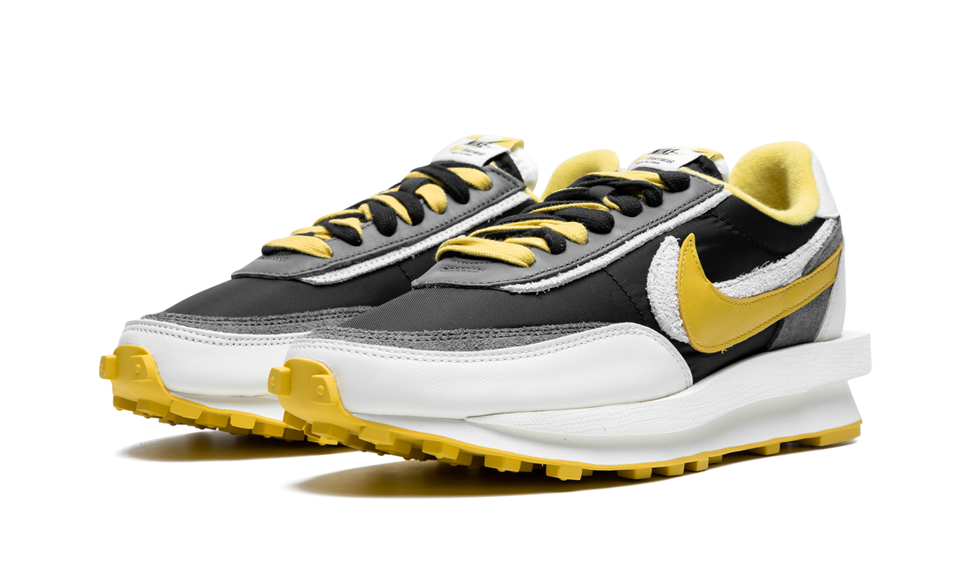nike ld waffle sacai undercover black bright citron+DJ4877-001+diagnol left view