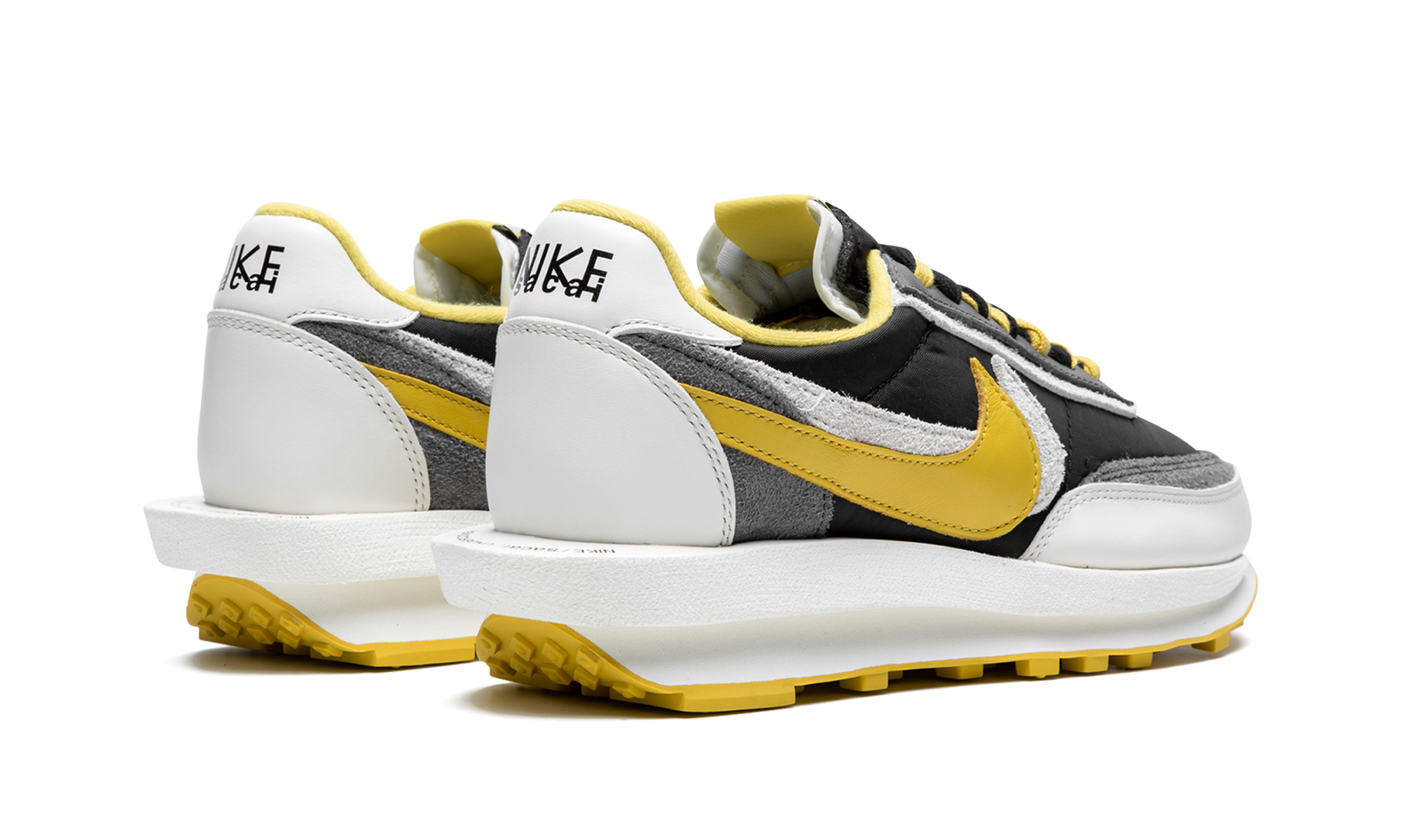 nike ld waffle sacai undercover black bright citron+DJ4877-001+diagnol right behind view