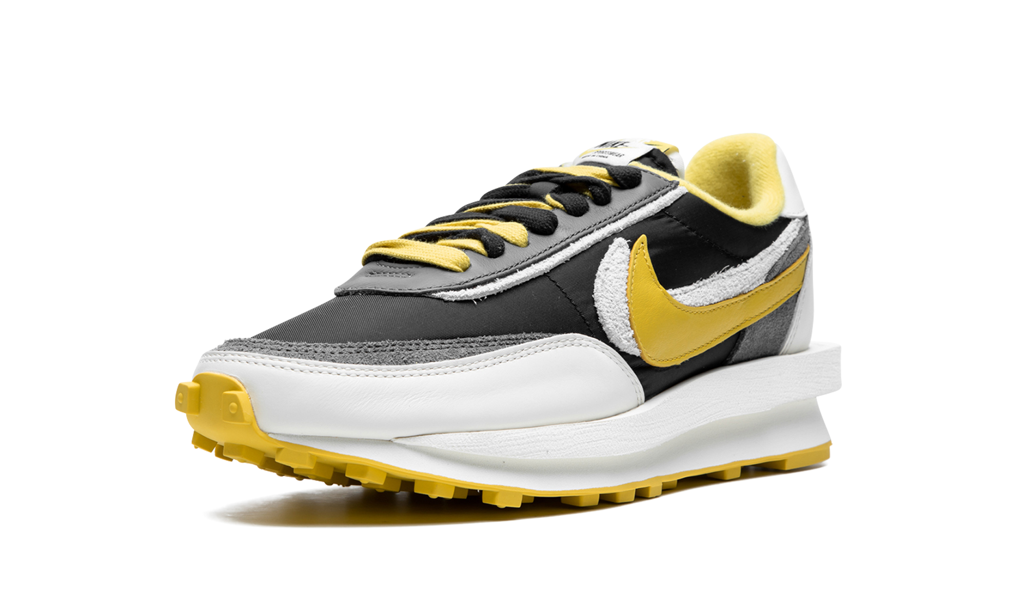 nike ld waffle sacai undercover black bright citron+DJ4877-001+left diagnol single view
