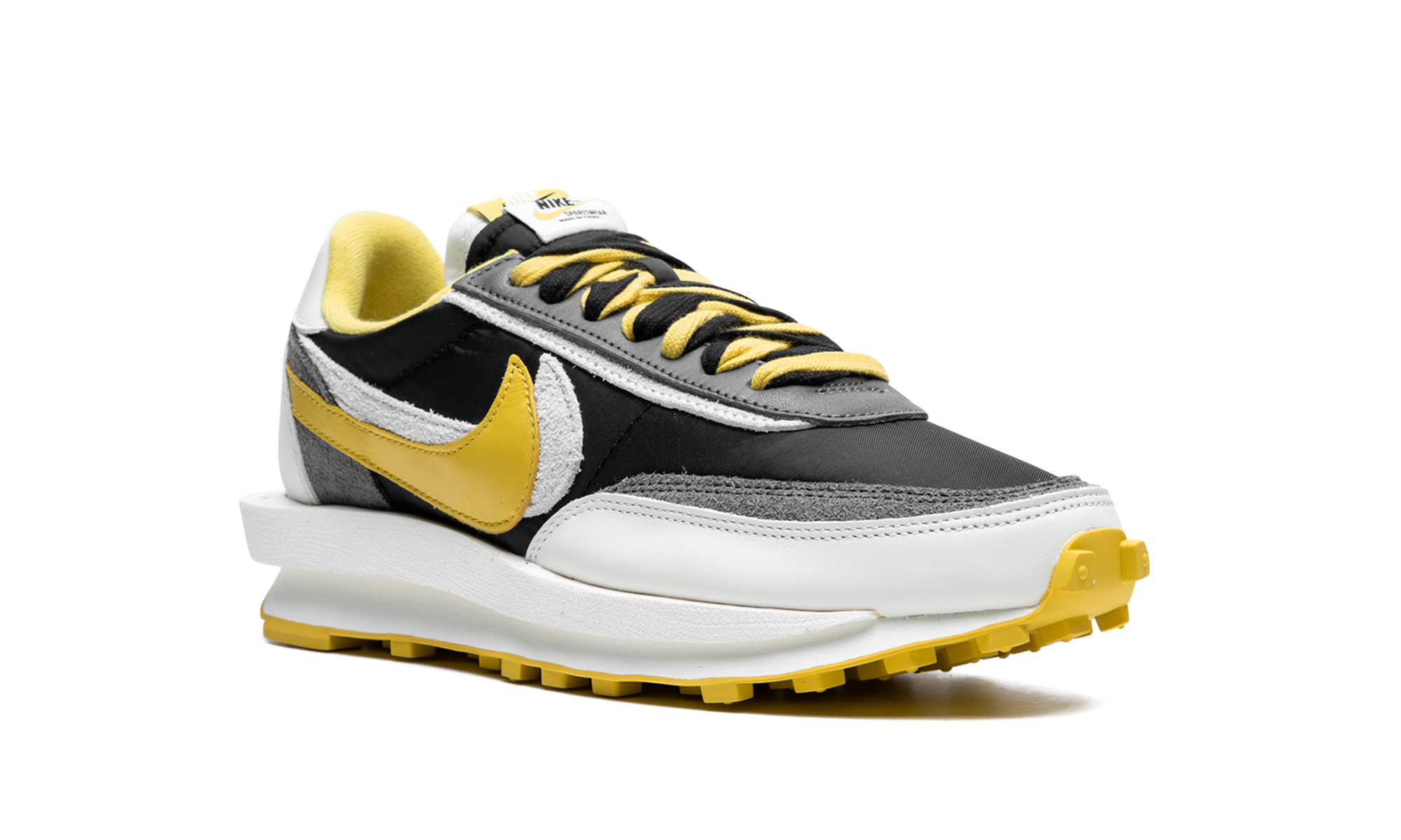 nike ld waffle sacai undercover black bright citron+DJ4877-001+diagnol right view