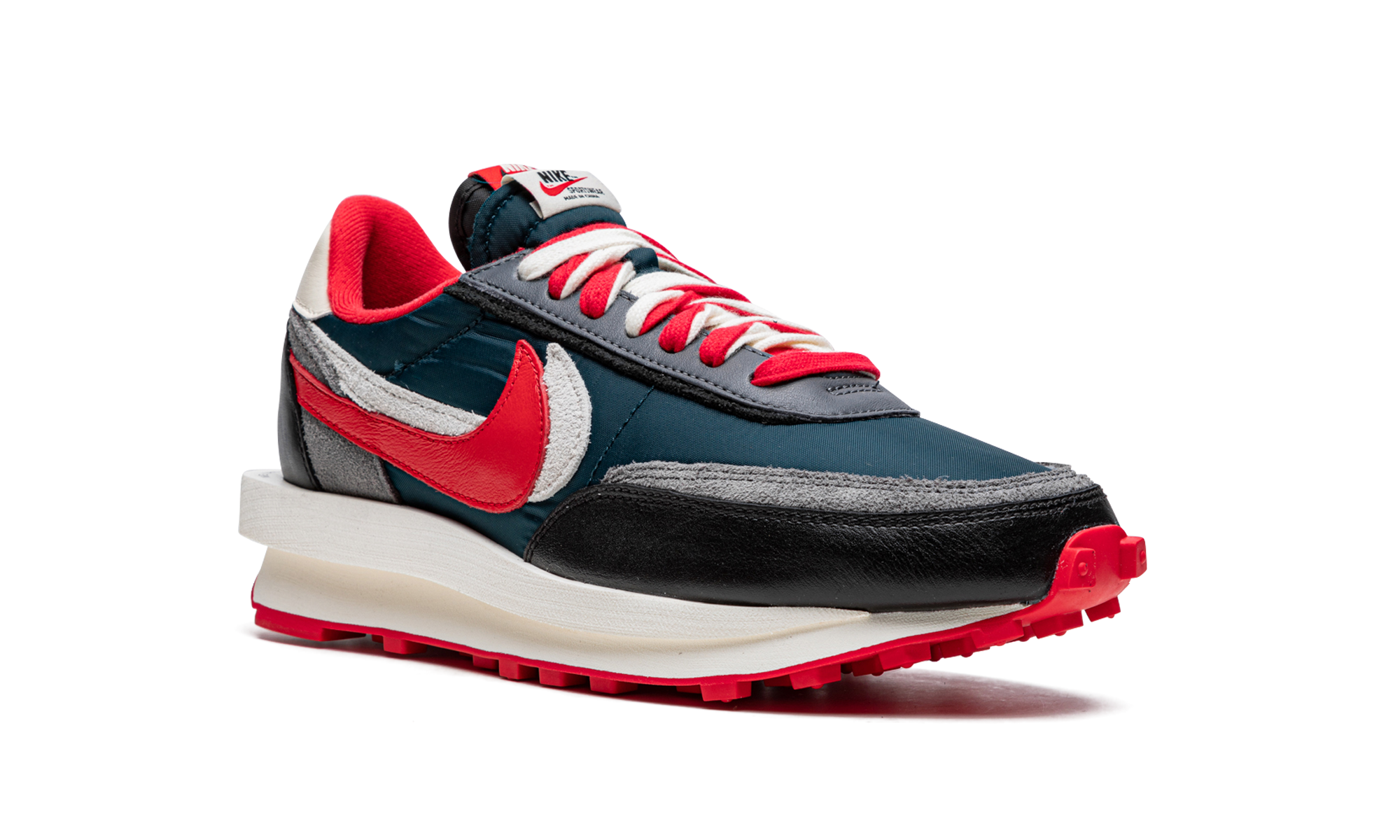 nike ld waffle sacai undercover midnight spruce university red+DJ4877-300+diagnol right view