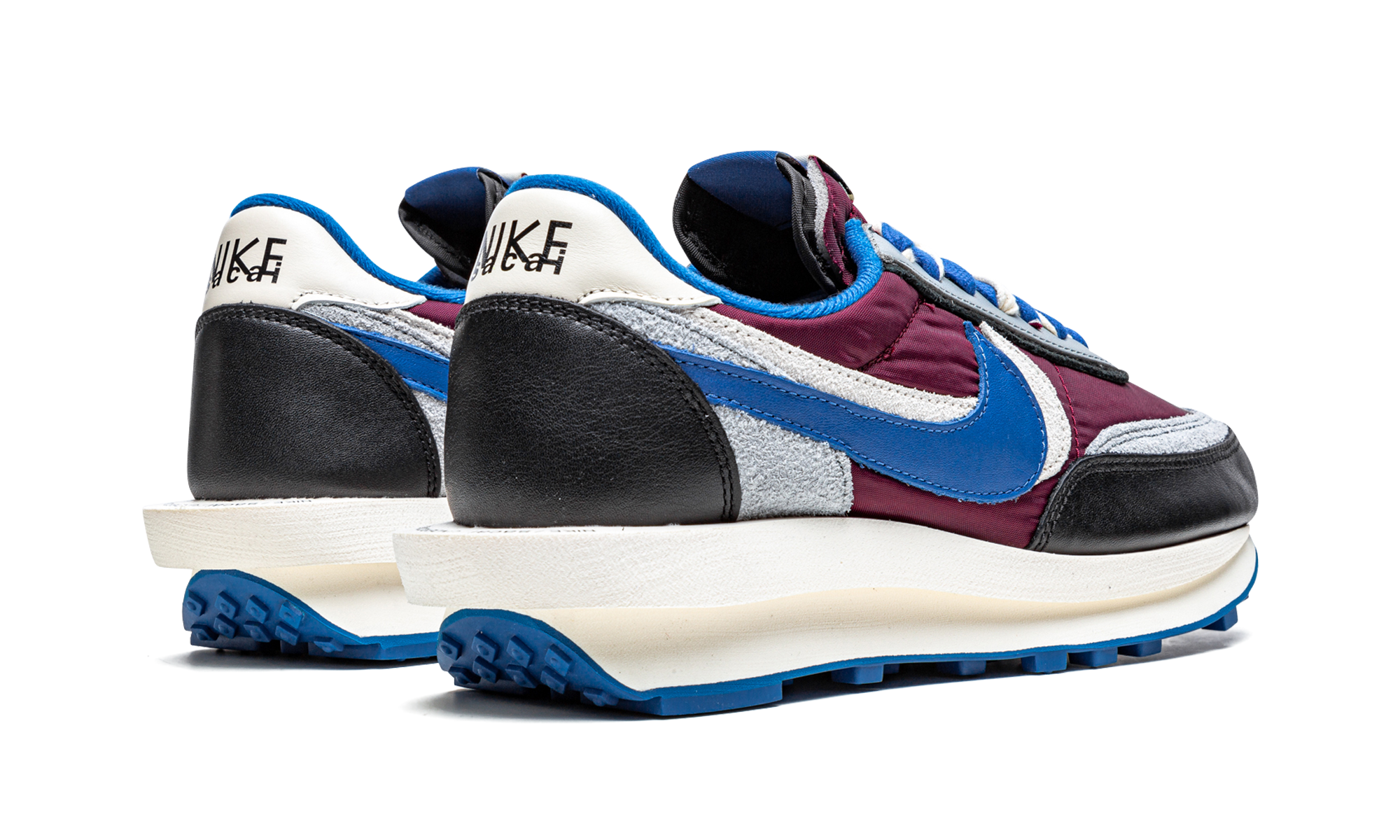 nike ld waffle sacai undercover night maroon team royal+DJ4877-600+diagnol right behind view