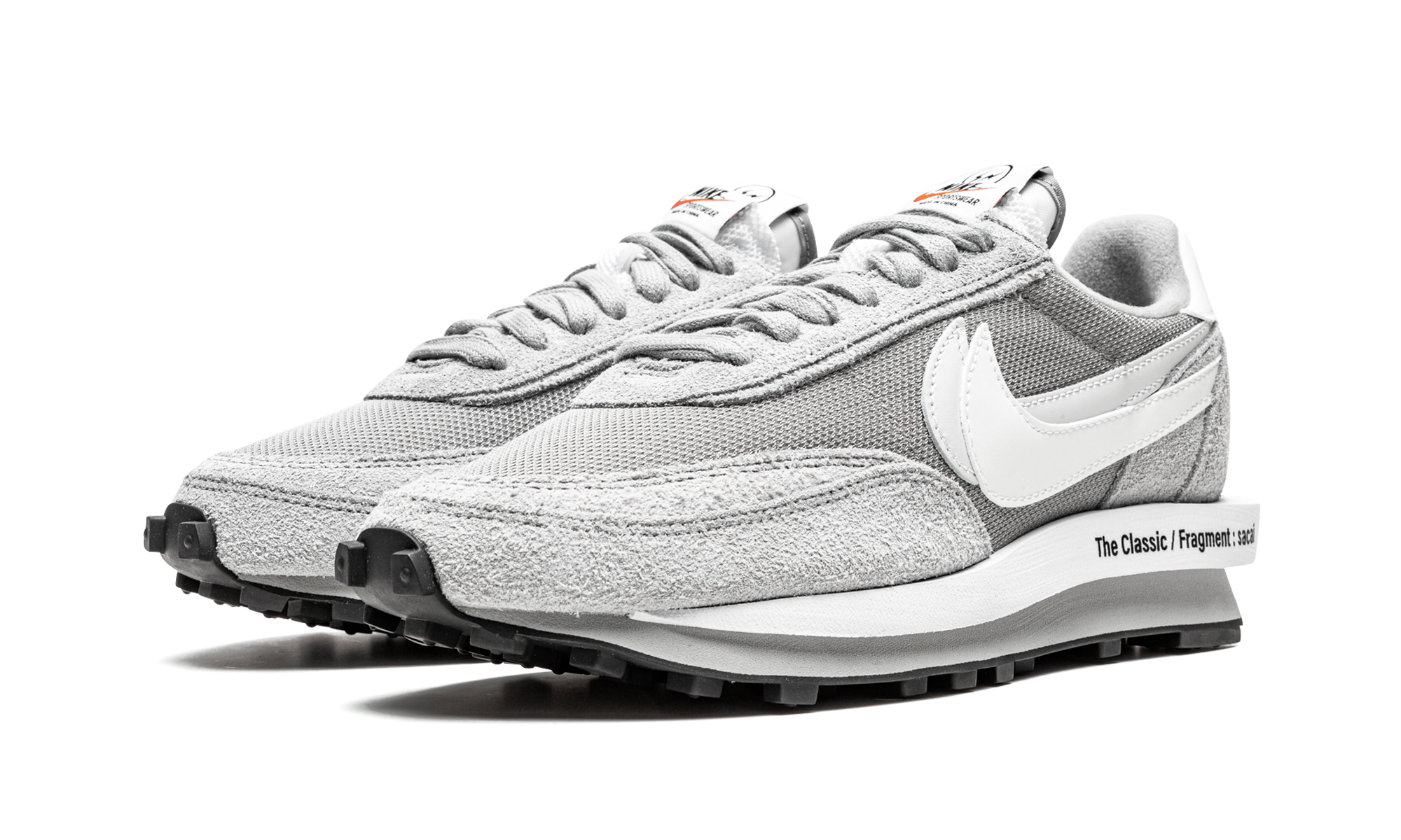 nike ld waffle sf sacai fragment grey+DH2684-001+diagnol left view