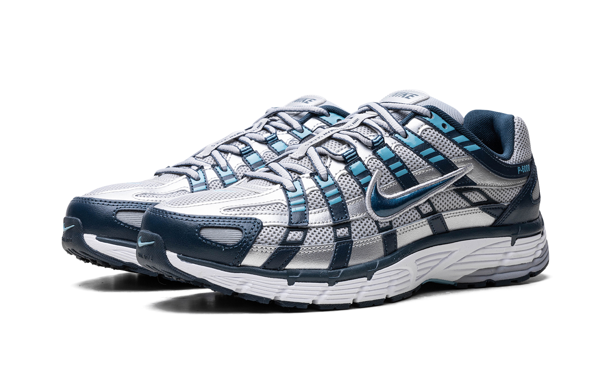 nike p 6000 armory navy flat silver+CD6404-402+diagnol left view