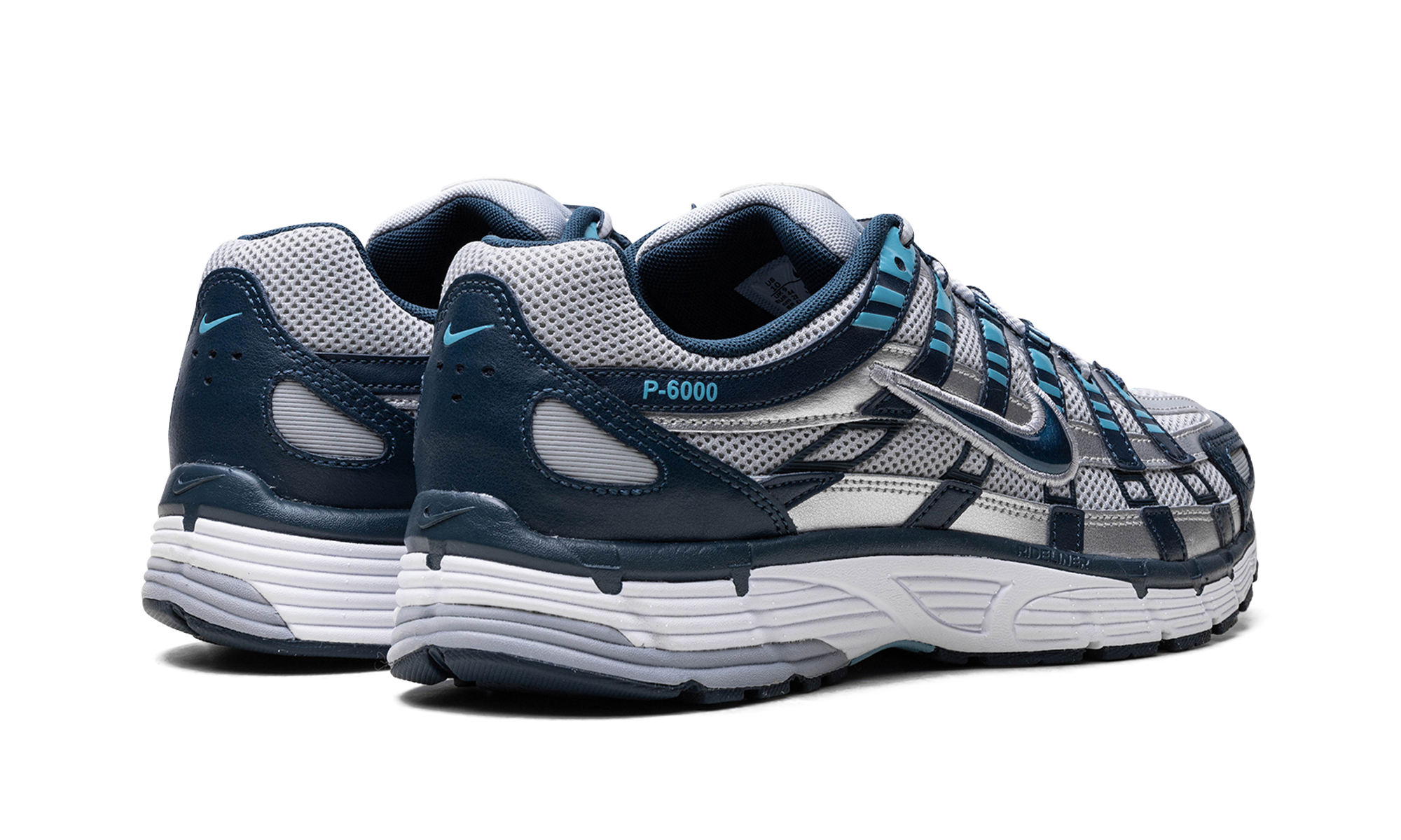 nike p 6000 armory navy flat silver+CD6404-402+diagnol right behind view