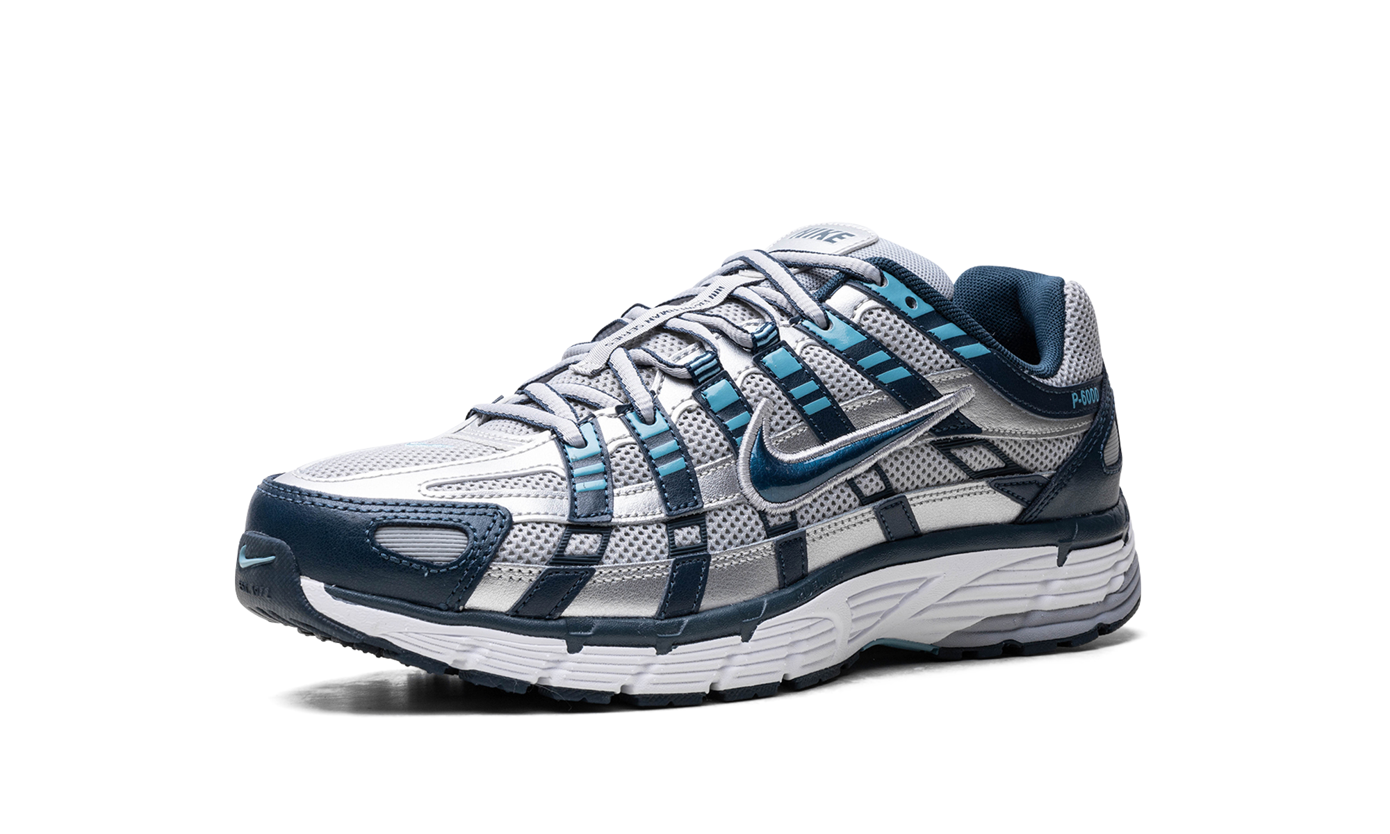 nike p 6000 armory navy flat silver+CD6404-402+left diagnol single view