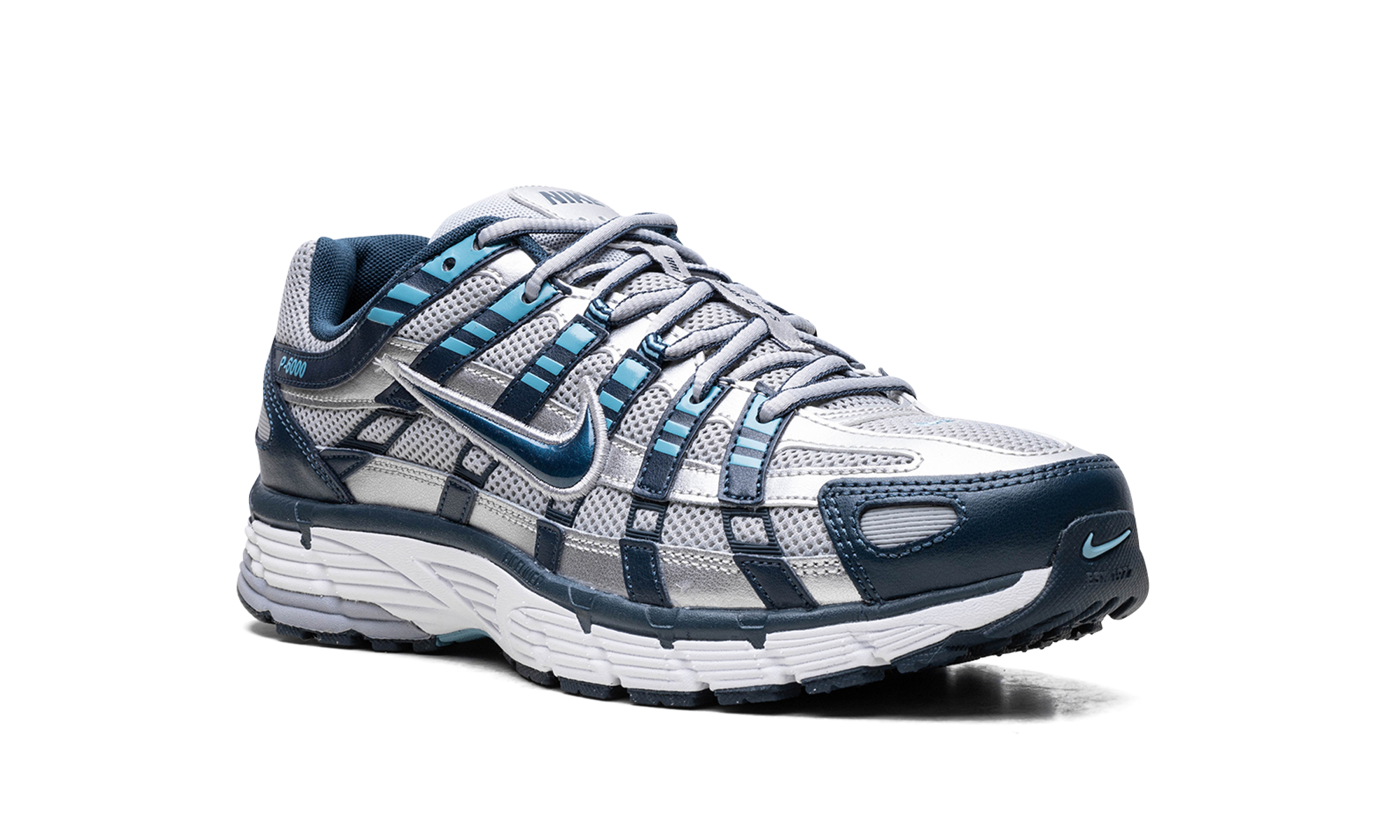 nike p 6000 armory navy flat silver+CD6404-402+diagnol right view