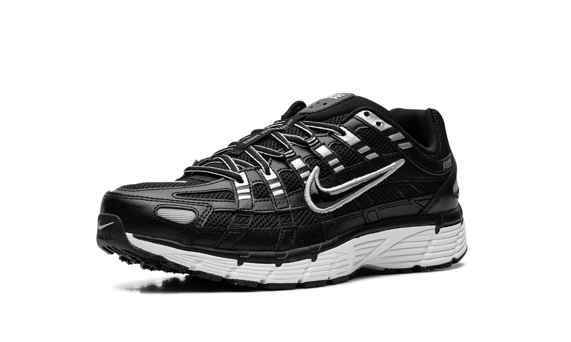 nike p 6000 black white metallic silver+CD6404-026+left diagnol single view