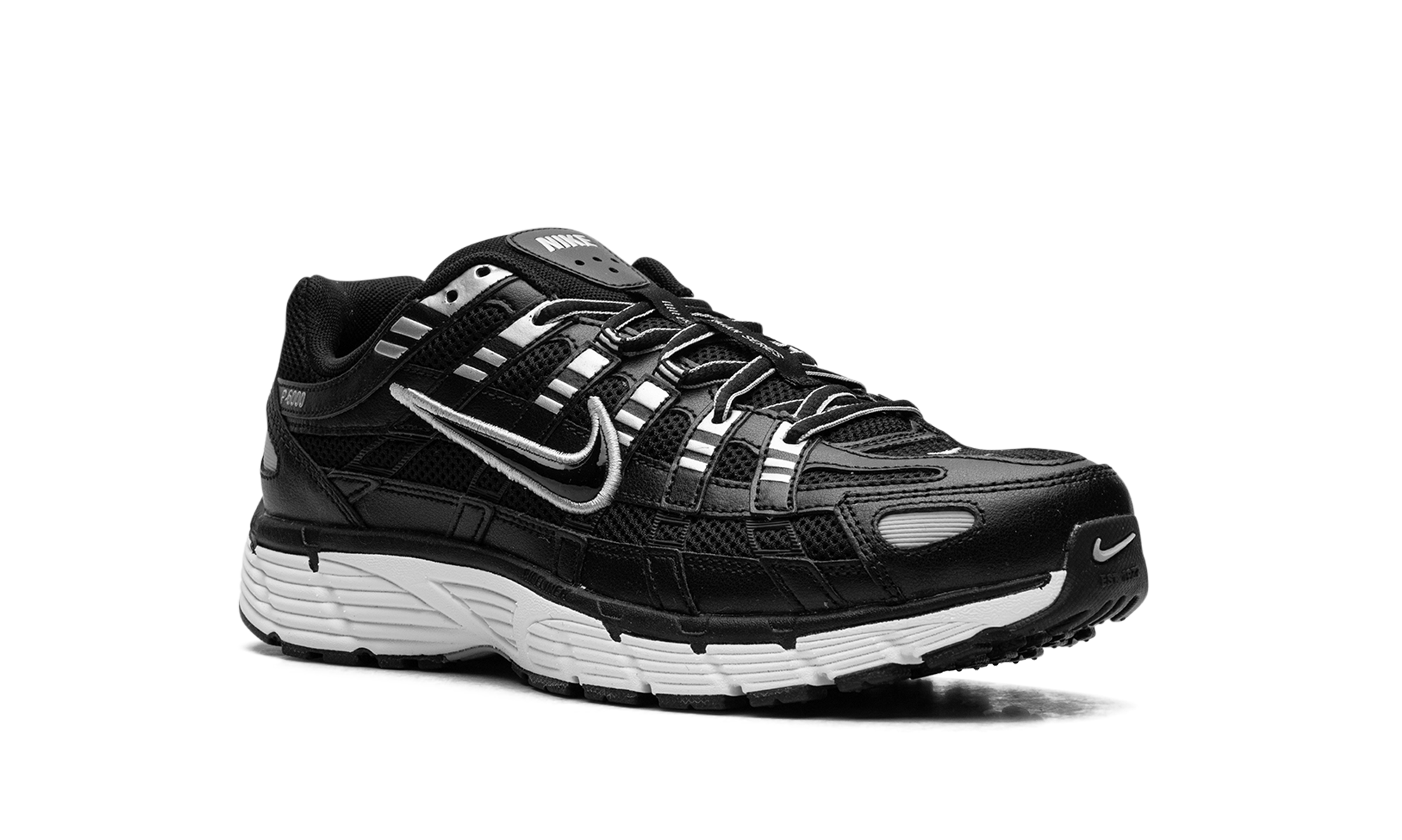 nike p 6000 black white metallic silver+CD6404-026+diagnol right view