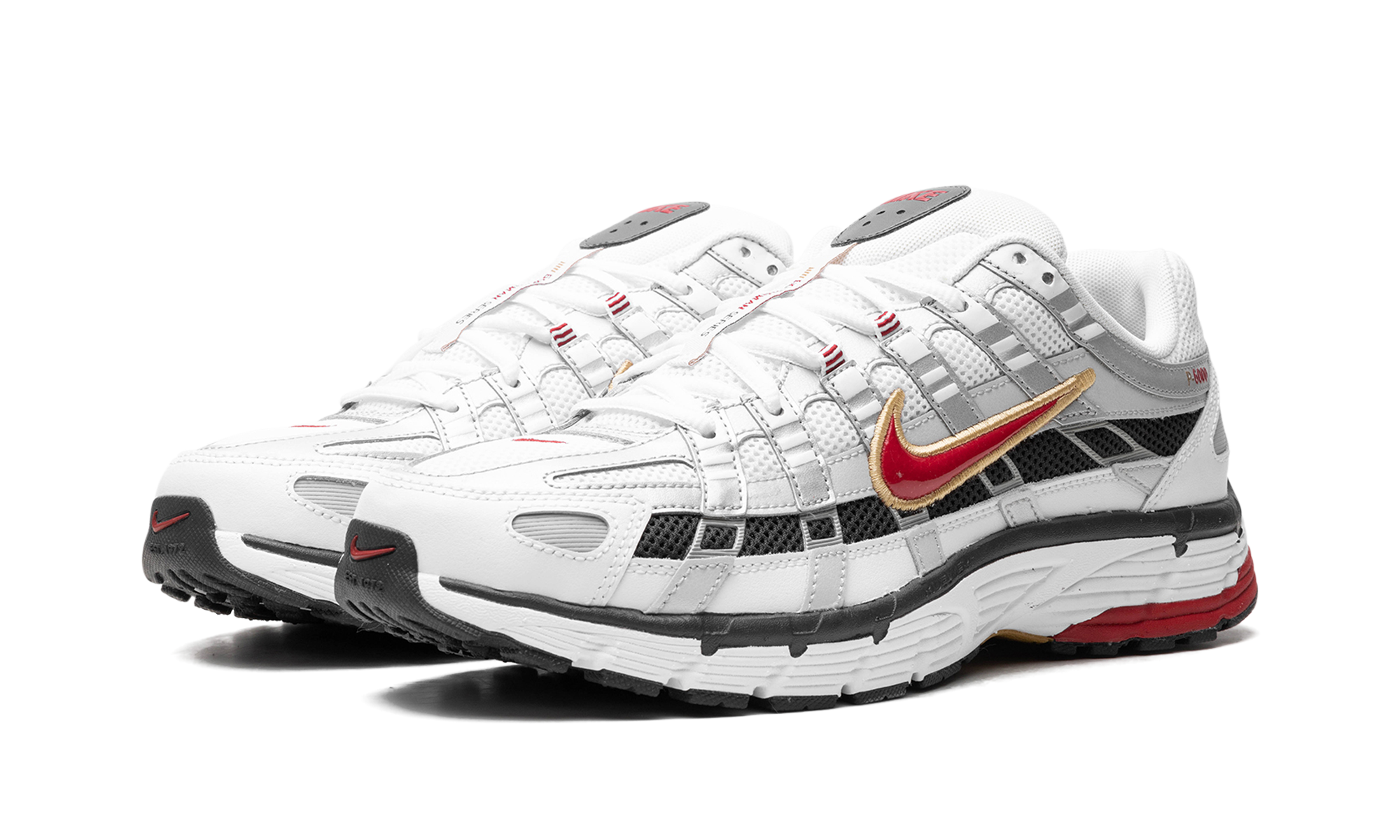 nike p 6000 platinum varsity red+CD6404-102+diagnol left view
