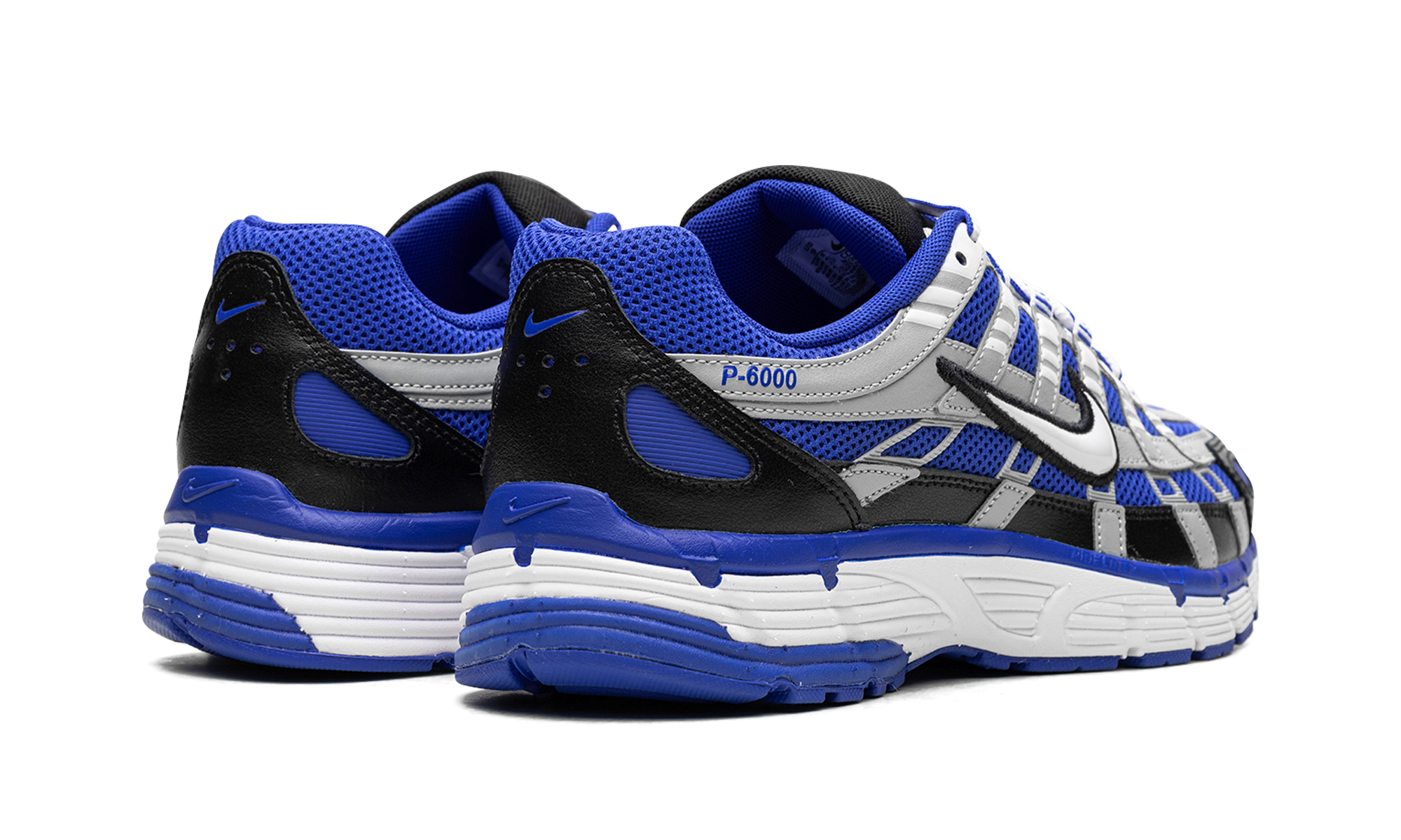 nike p 6000 racer blue flat silver+CD6404-400+diagnol right behind view