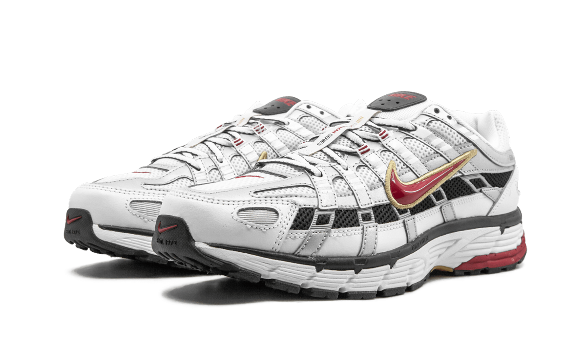 nike p 6000 white gold red women s+BV1021-101+diagnol left view
