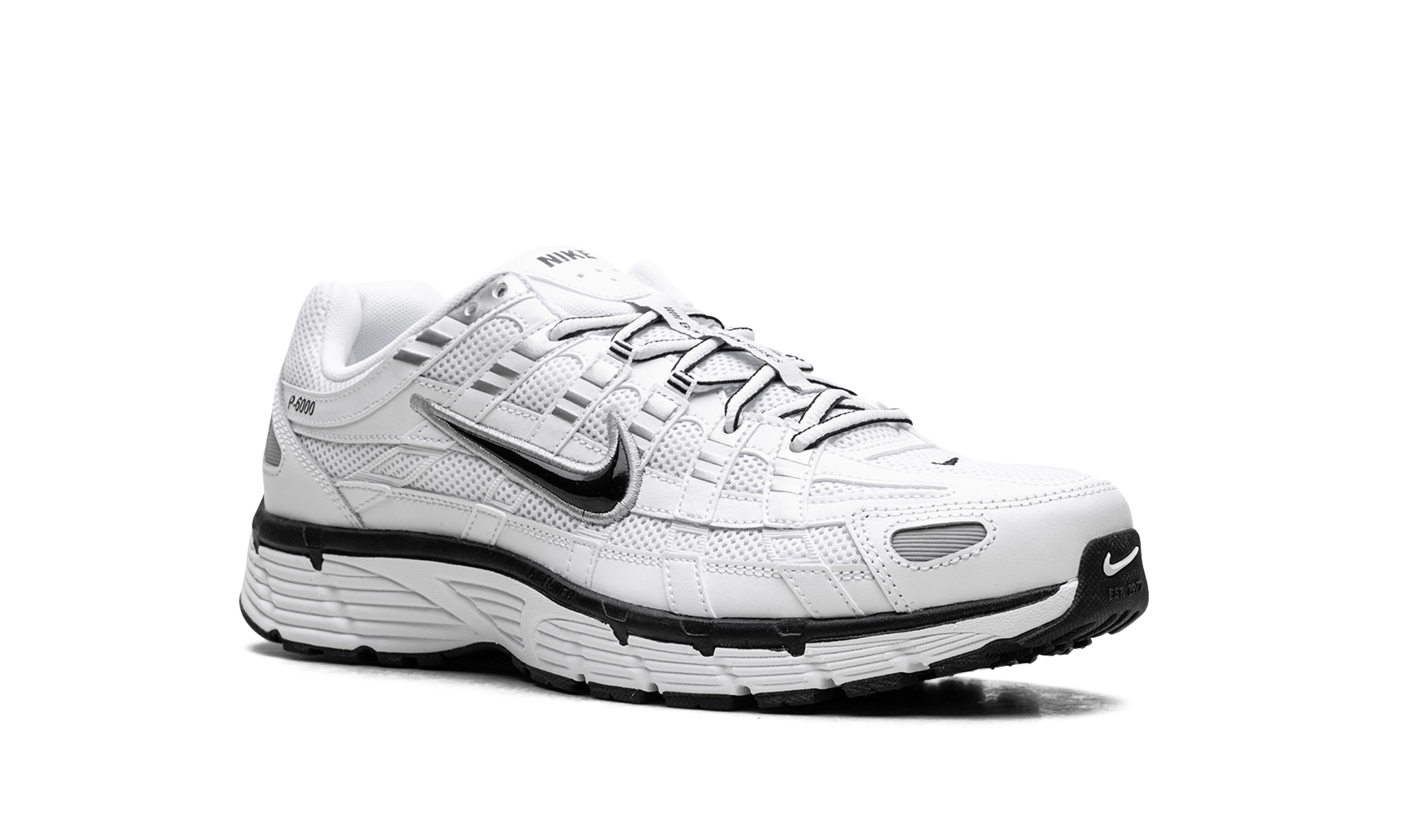 nike p 6000 white metallic silver black+CD6404-107+diagnol right view