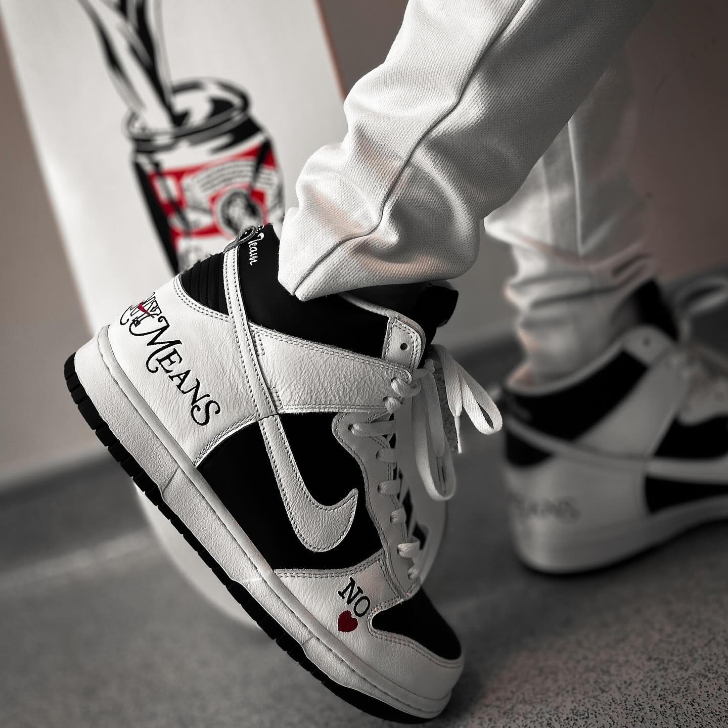 Nike SB Dunk High Supreme By Any Means Black, Lifestyle View 2, SKU DN3741-002