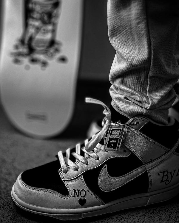 Nike SB Dunk High Supreme By Any Means Black, Lifestyle View 1, SKU DN3741-002