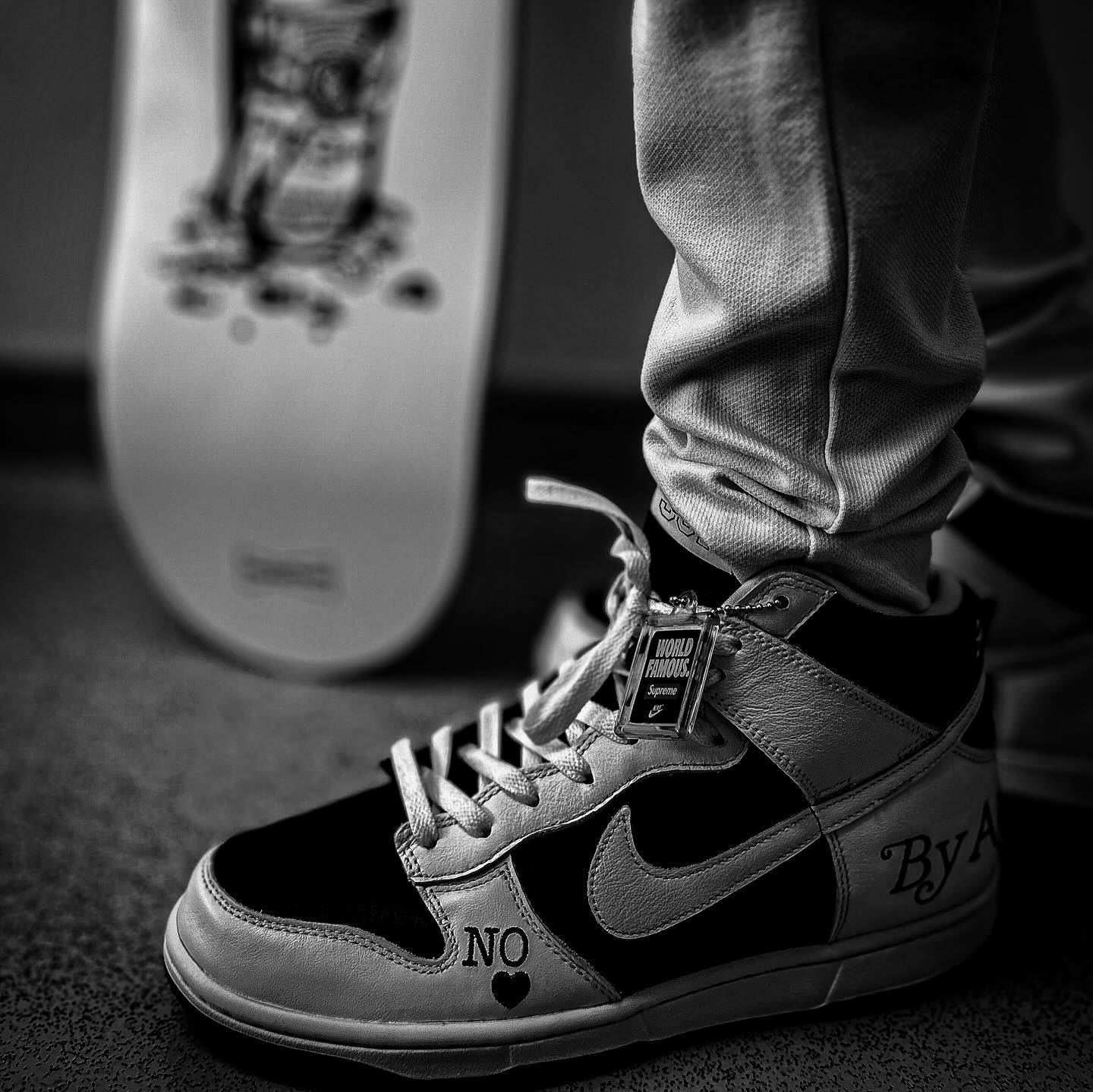 Nike SB Dunk High Supreme By Any Means Black, Lifestyle View 1, SKU DN3741-002