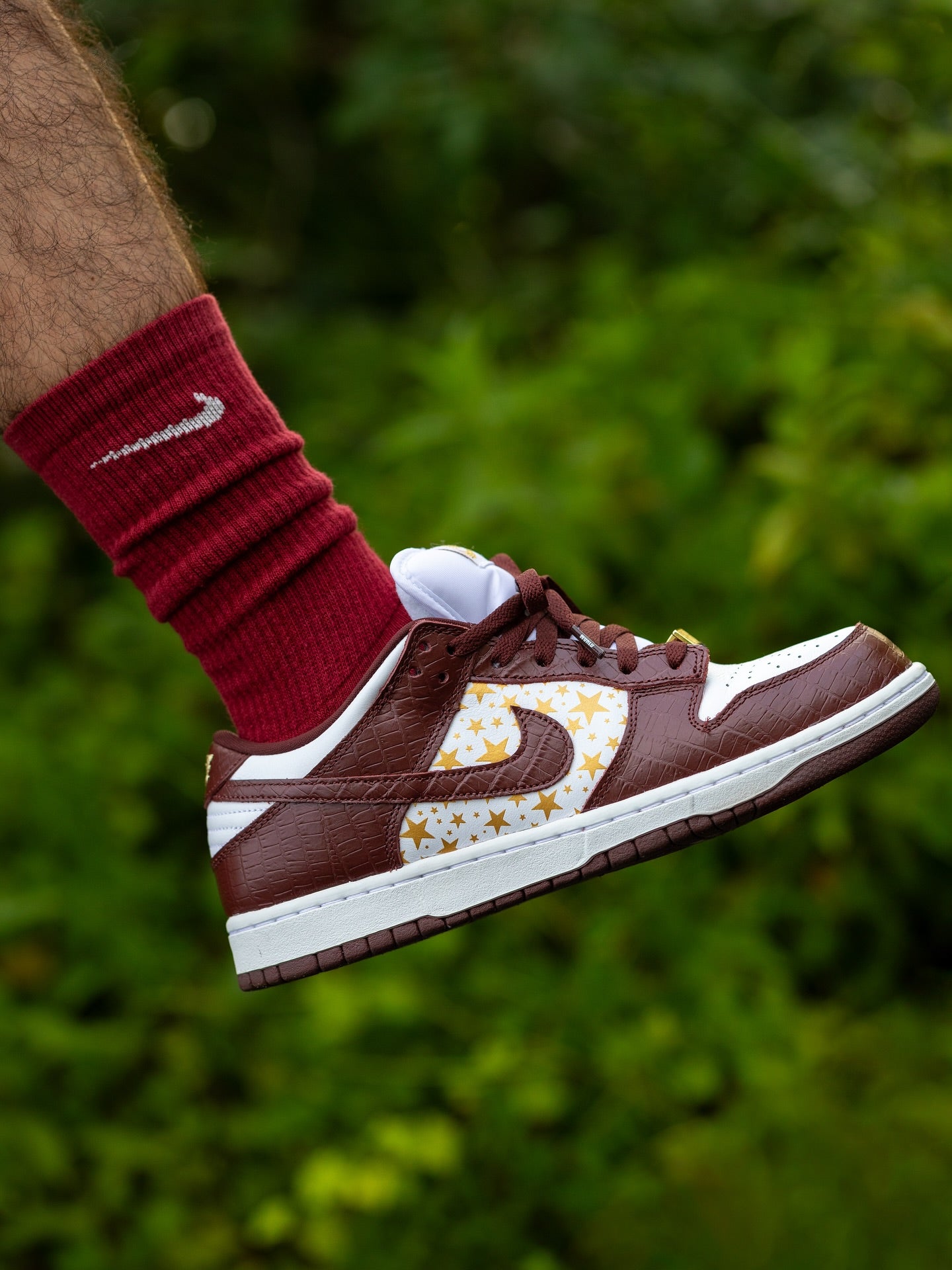 Nike SB Dunk Low Supreme Stars Barkroot Brown (2021), Lifestyle View 2, SKU DH3228-103