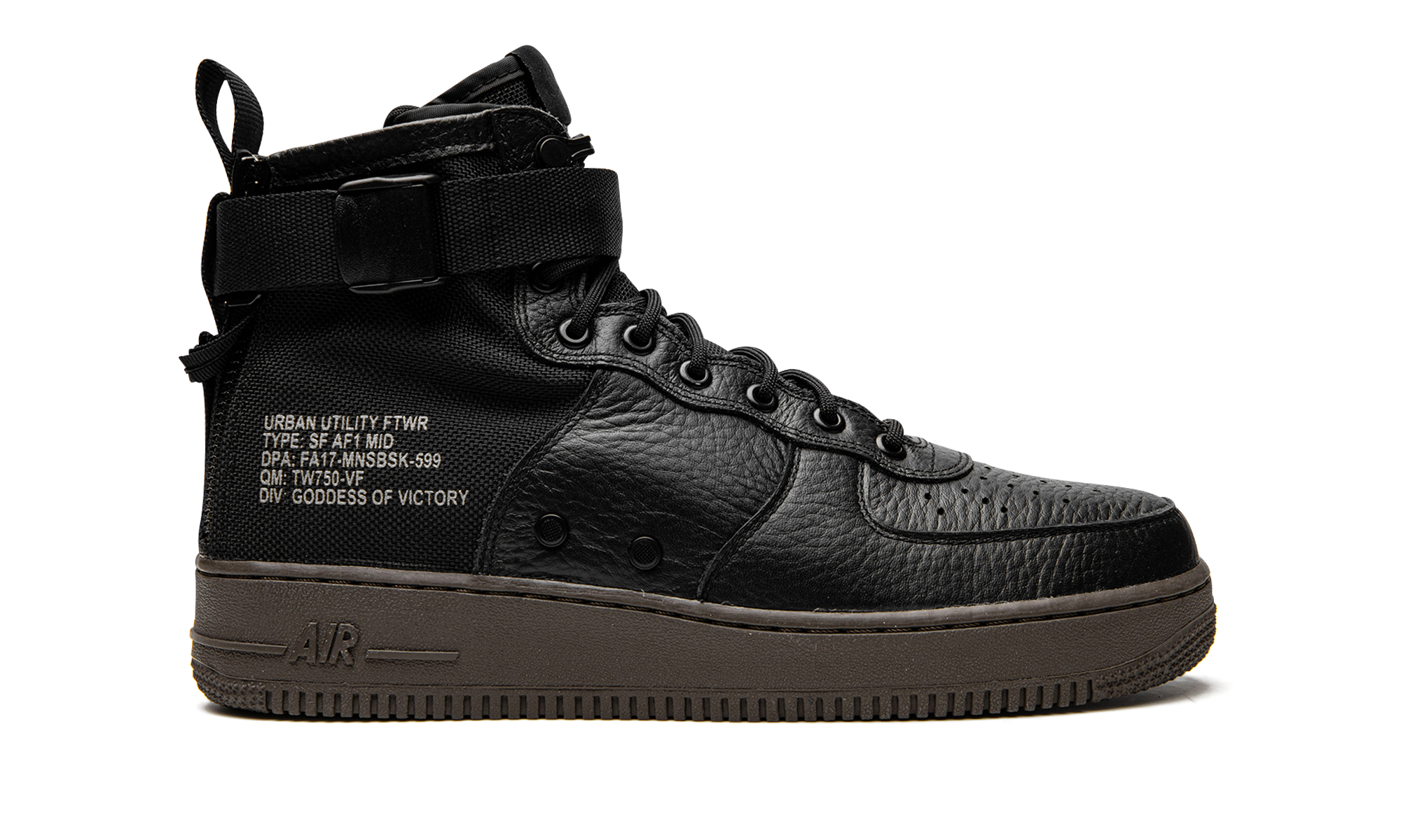 nike sf air force 1 mid black dark hazel+917753-002+diagnol right view
