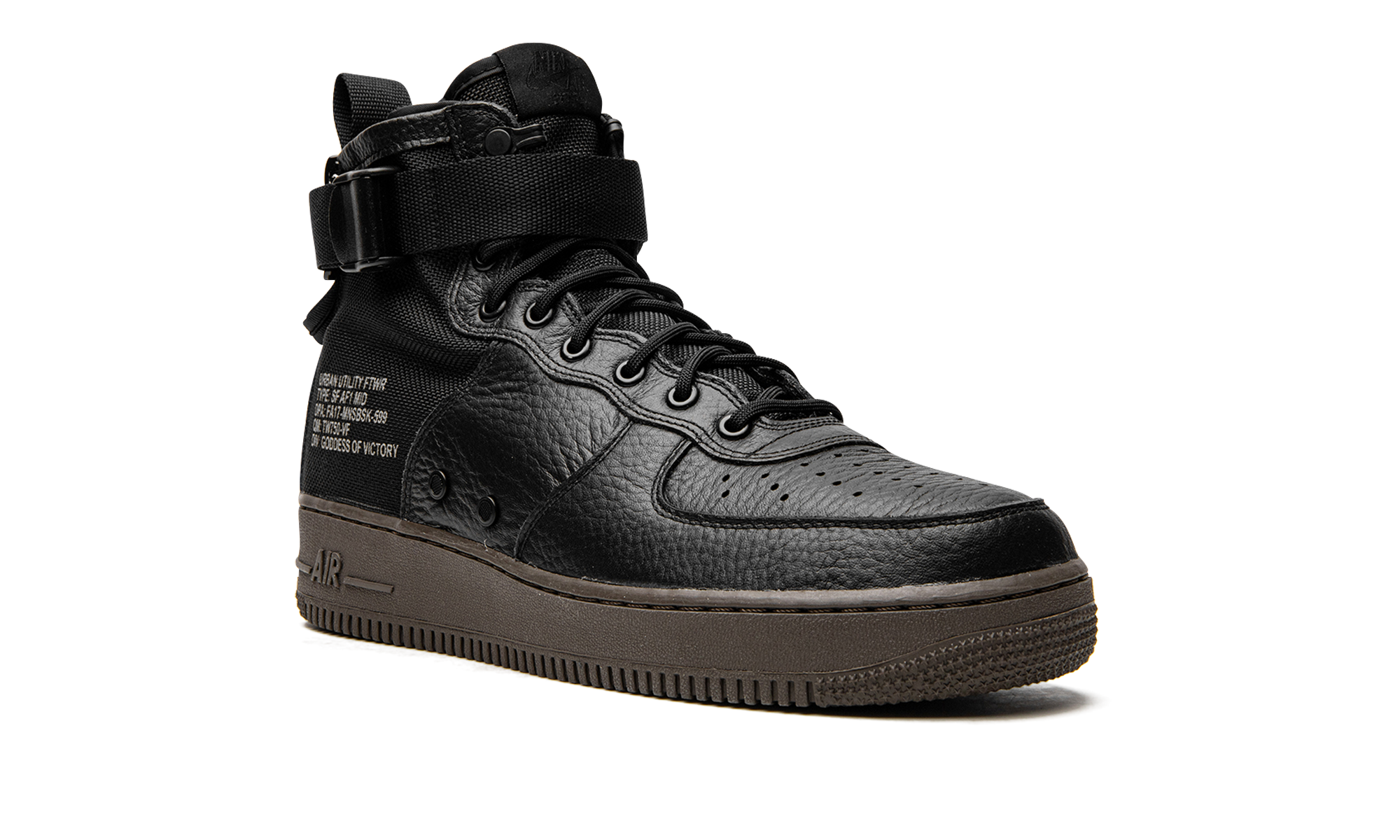 nike sf air force 1 mid black dark hazel+917753-002+diagnol right view 1