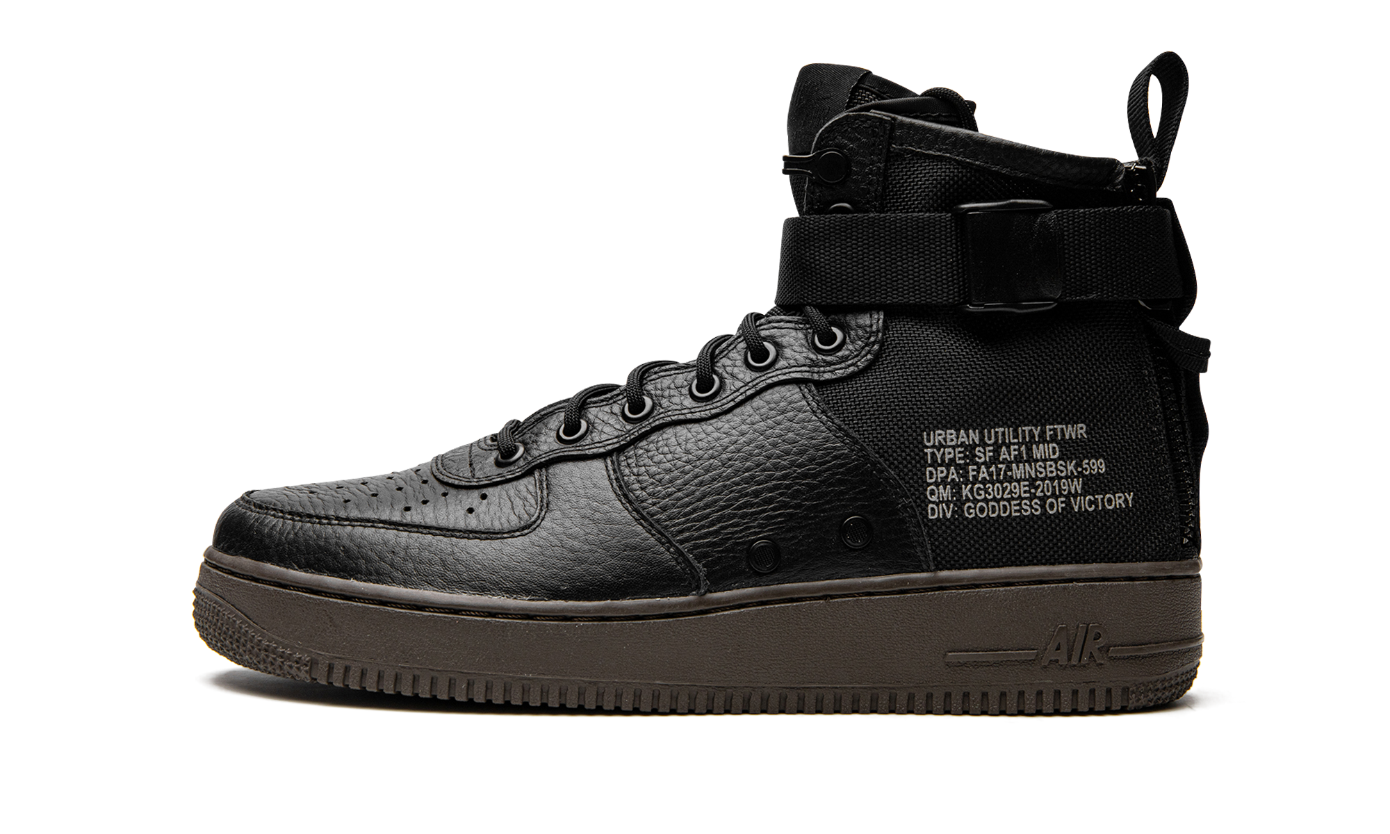 nike sf air force 1 mid black dark hazel+917753-002+diagnol right view 2