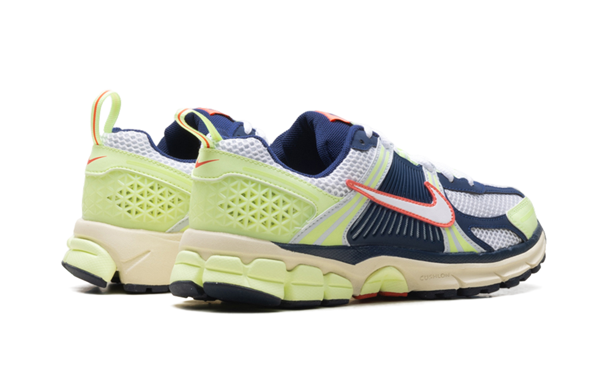 nike zoom vomero 5 barely volt midnight navy pure platinum white gs+IB4406-701+diagnol right behind view