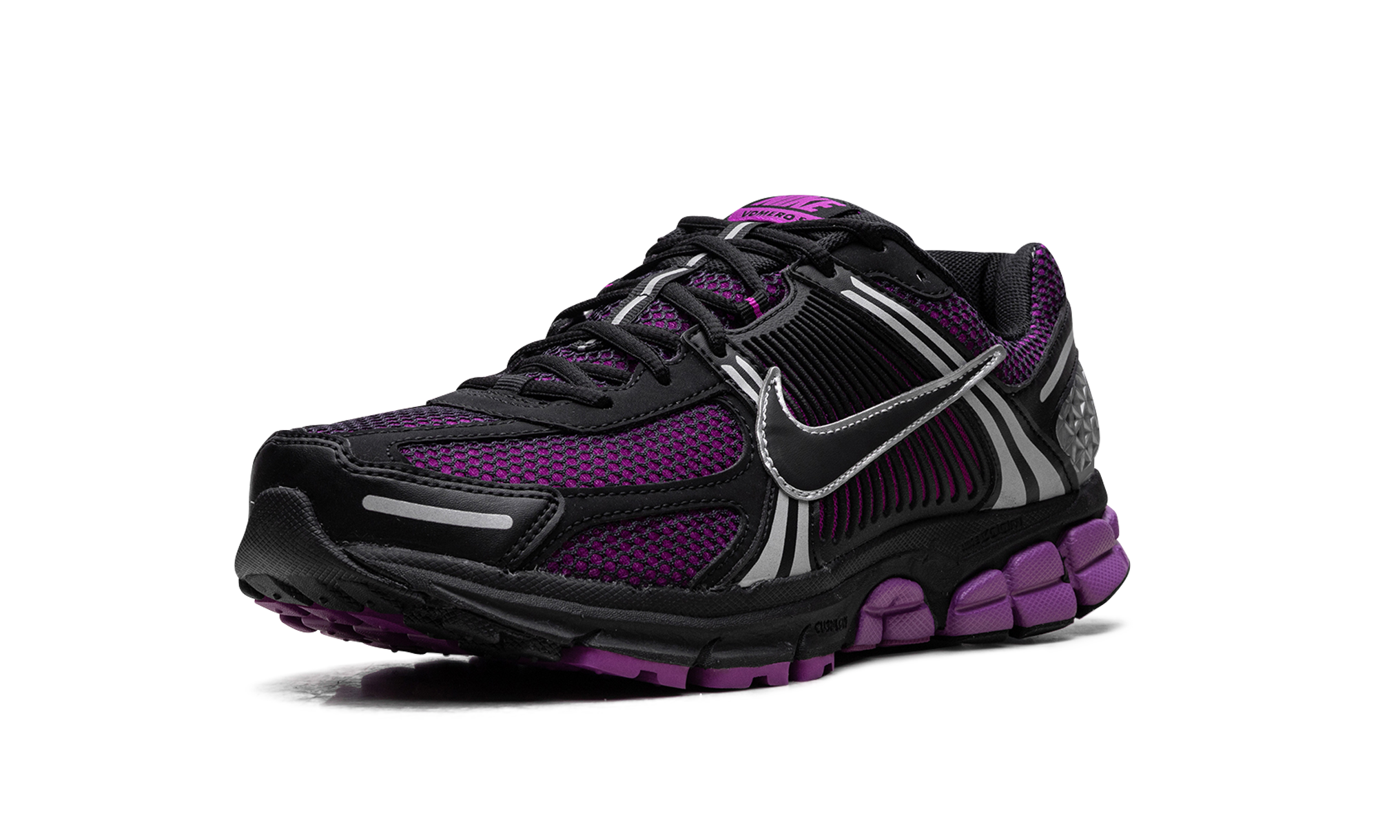 nike zoom vomero 5 black vivid purple+FB9149-500+left diagnol single view