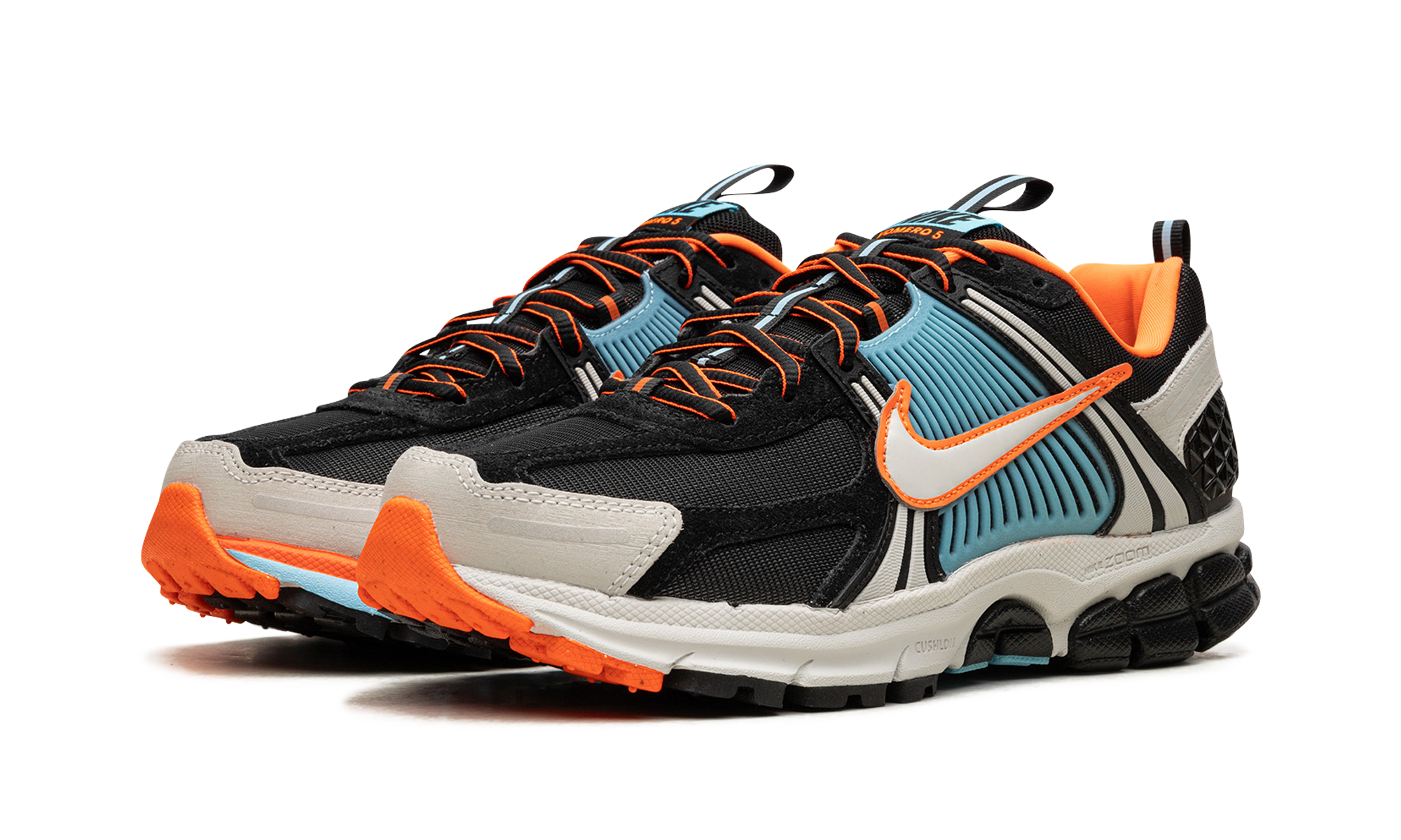 nike zoom vomero 5 blue glaze total orange women s+FZ3963-010+diagnol left view
