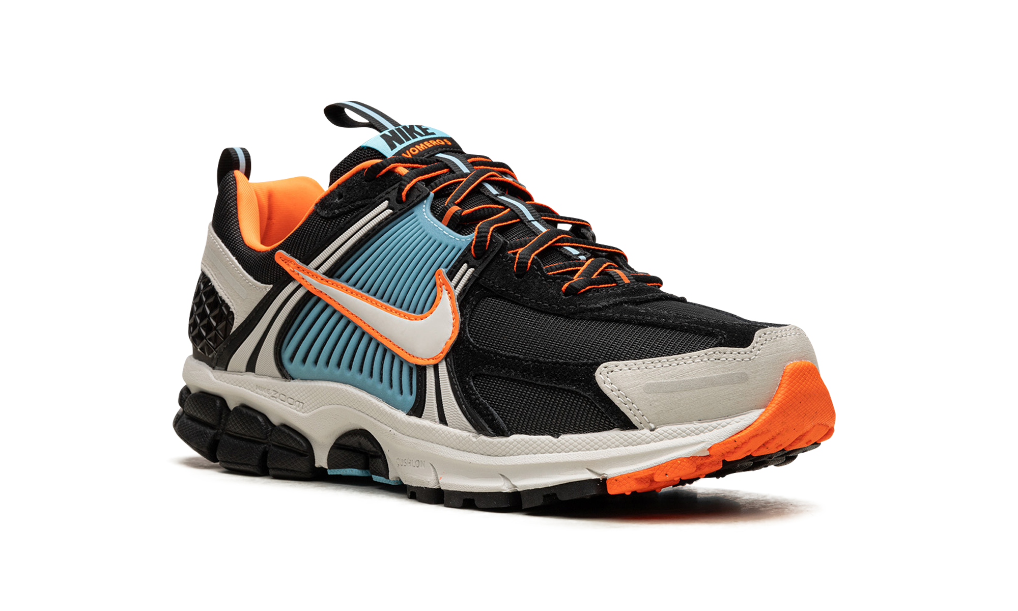 nike zoom vomero 5 blue glaze total orange women s+FZ3963-010+diagnol right view