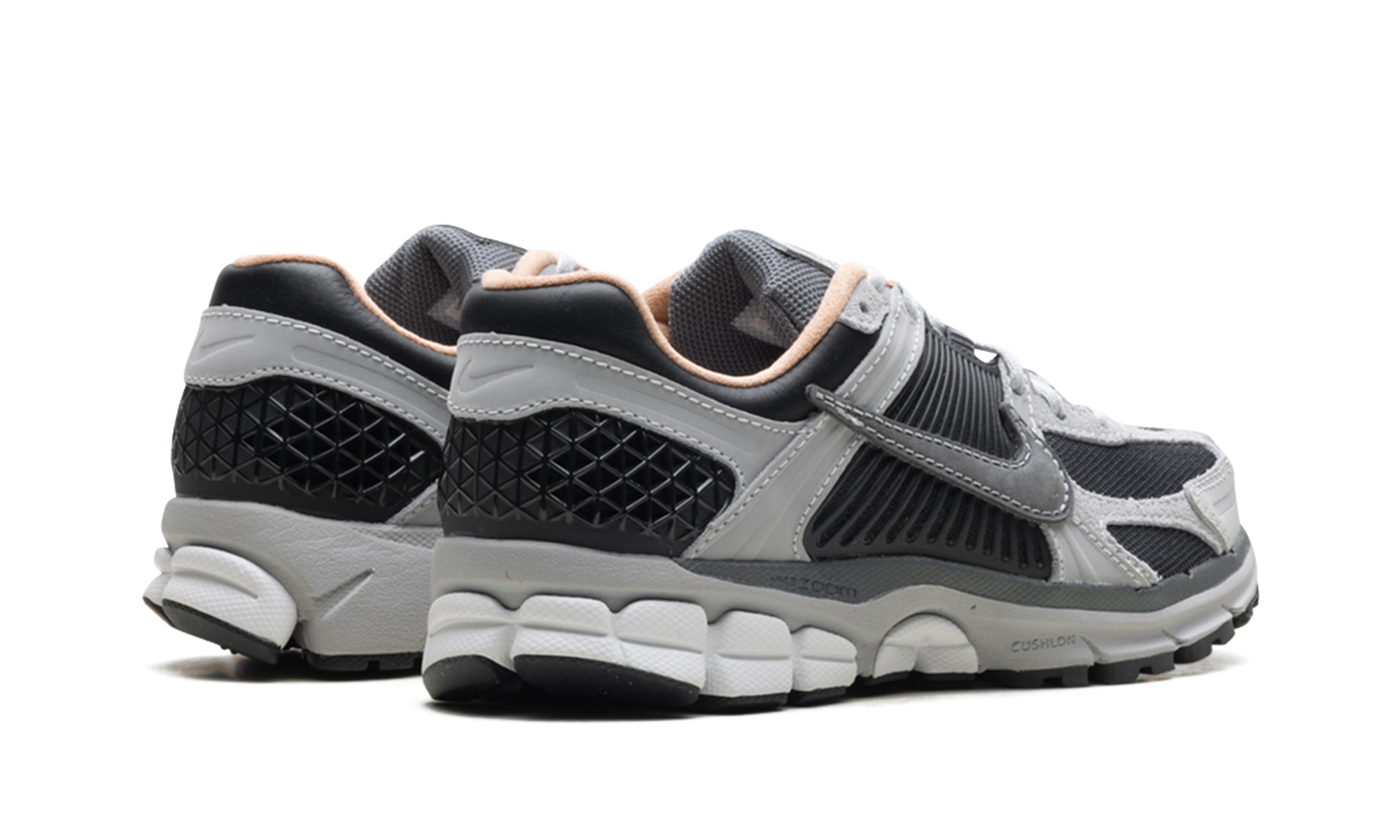 nike zoom vomero 5 dark smoke grey vachetta+HV5982-001+diagnol right behind view