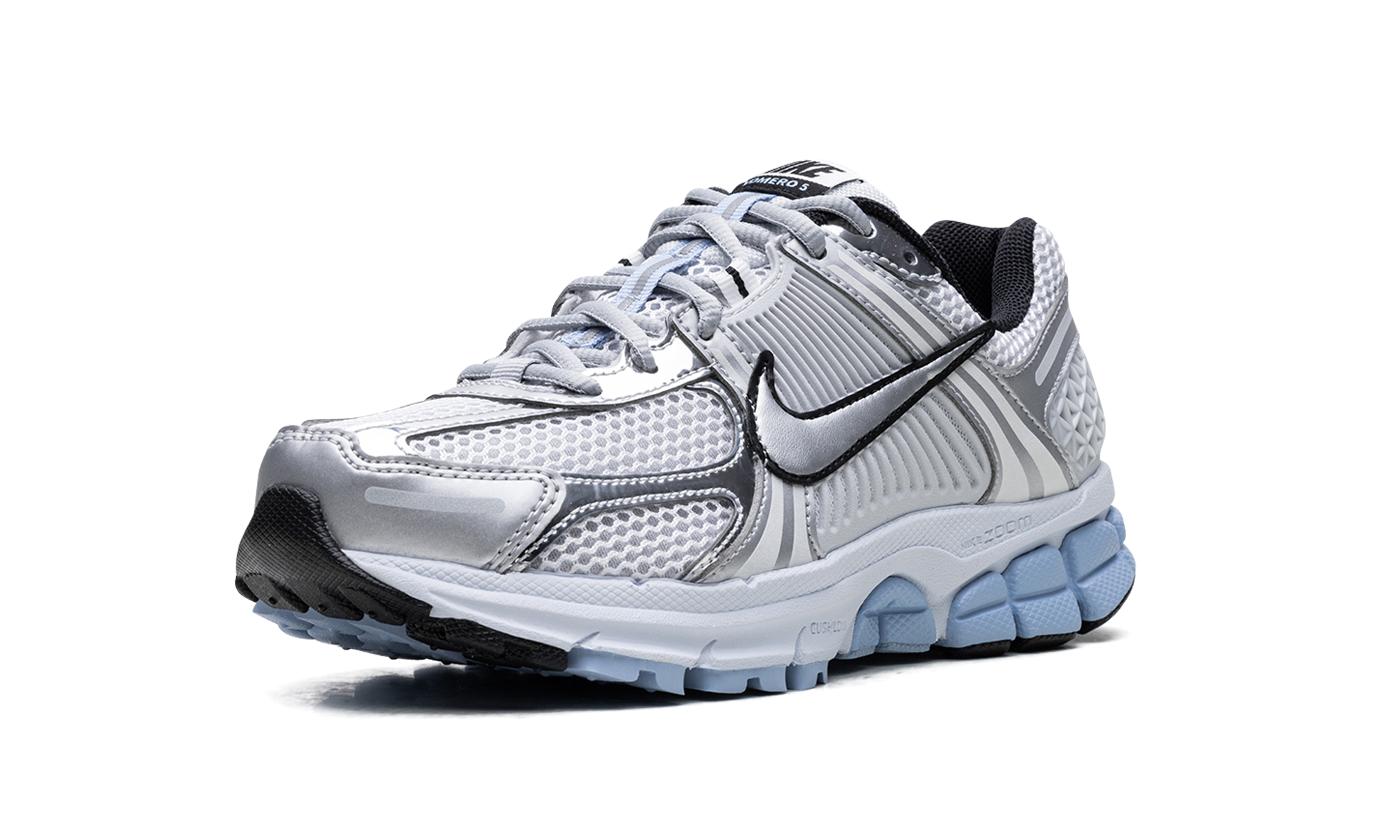 nike zoom vomero 5 metallic silver blue tint women s+HF1877-100+left diagnol single view