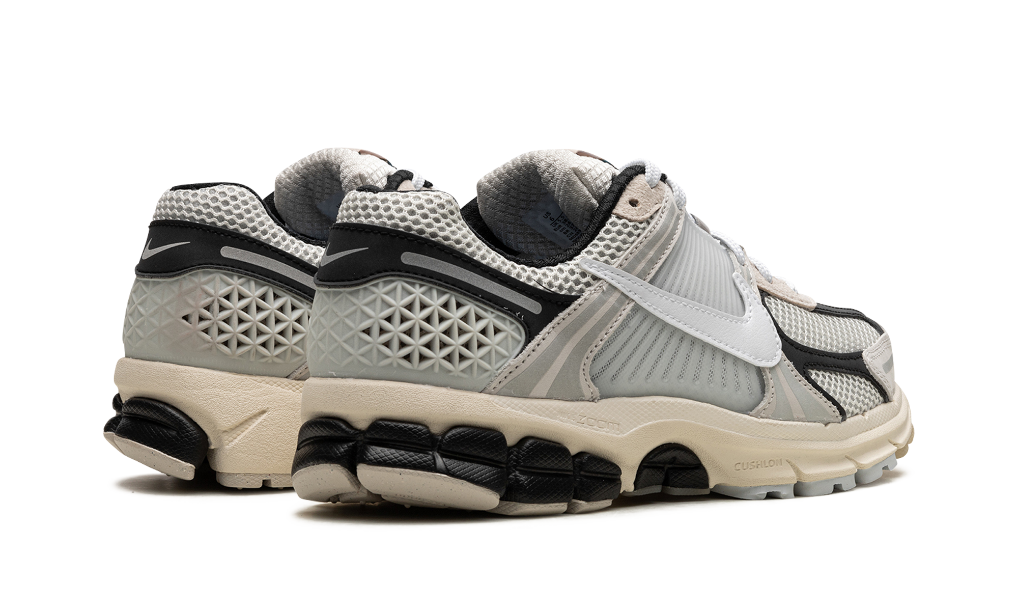 nike zoom vomero 5 supersonic light bone black+FN7649-110+diagnol right behind view