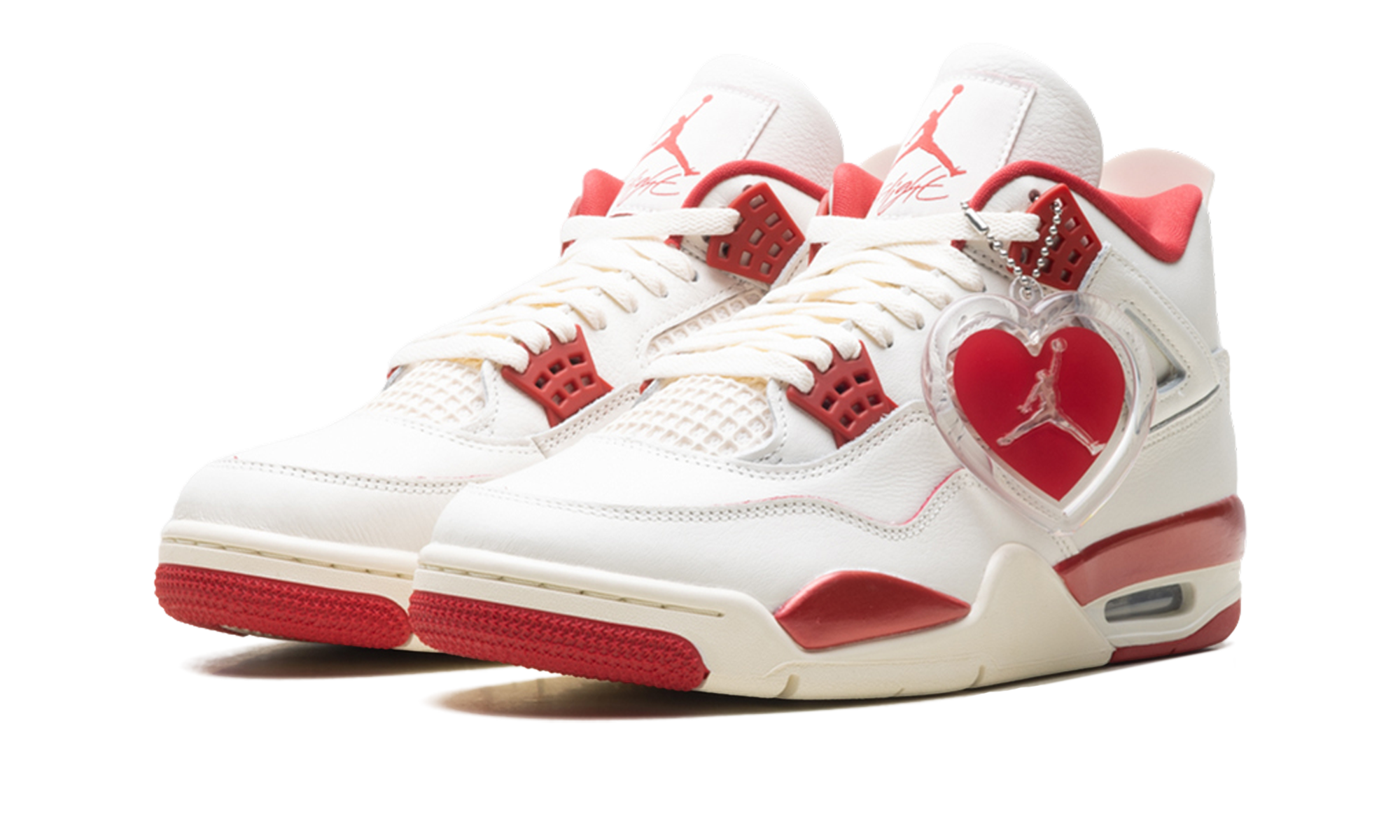air jordan 4 retro pale ivory sierra red womens+HV0823-108+diagnol left view