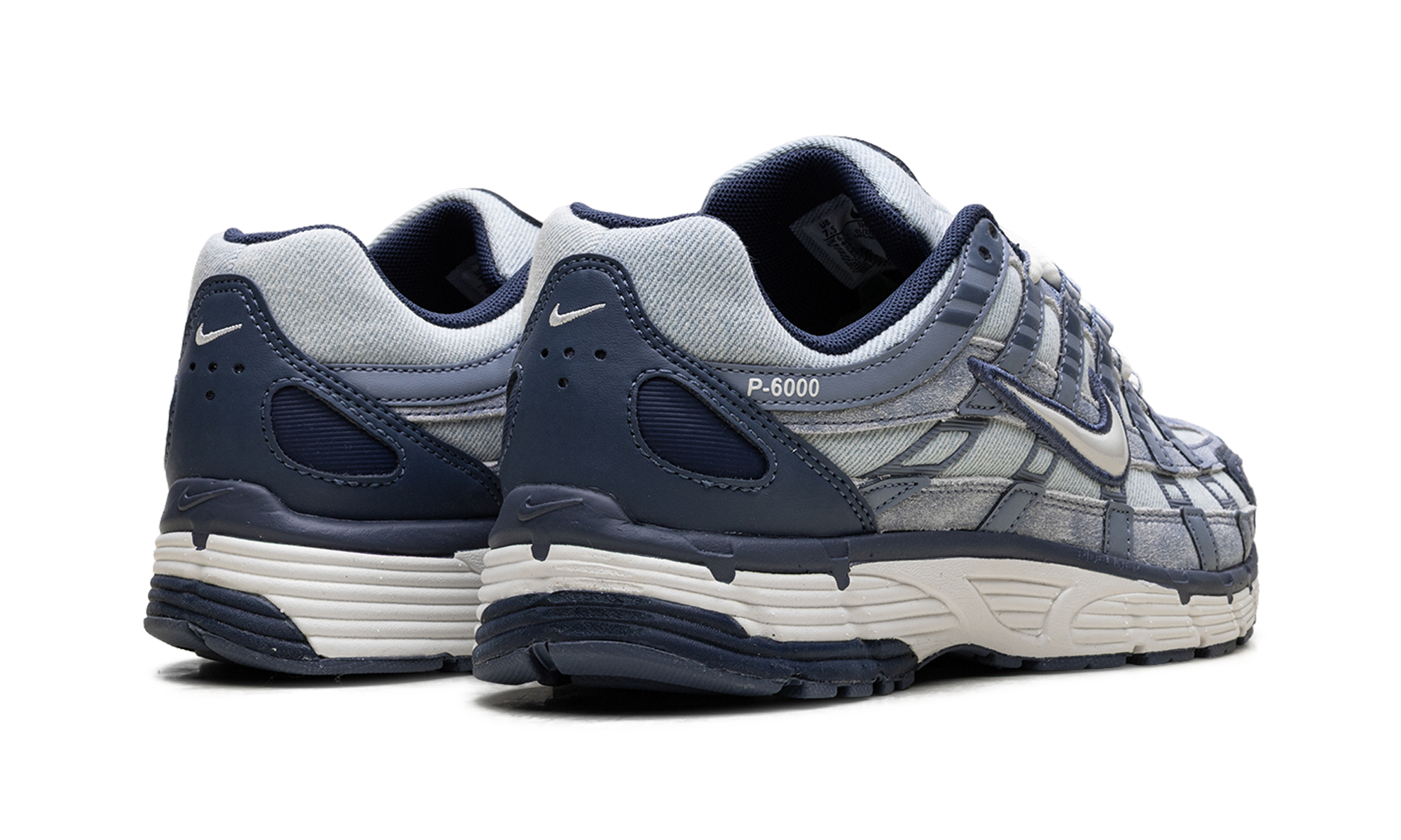 nike p 6000 se worn blue denim+IH3646-499+diagnol right behind view